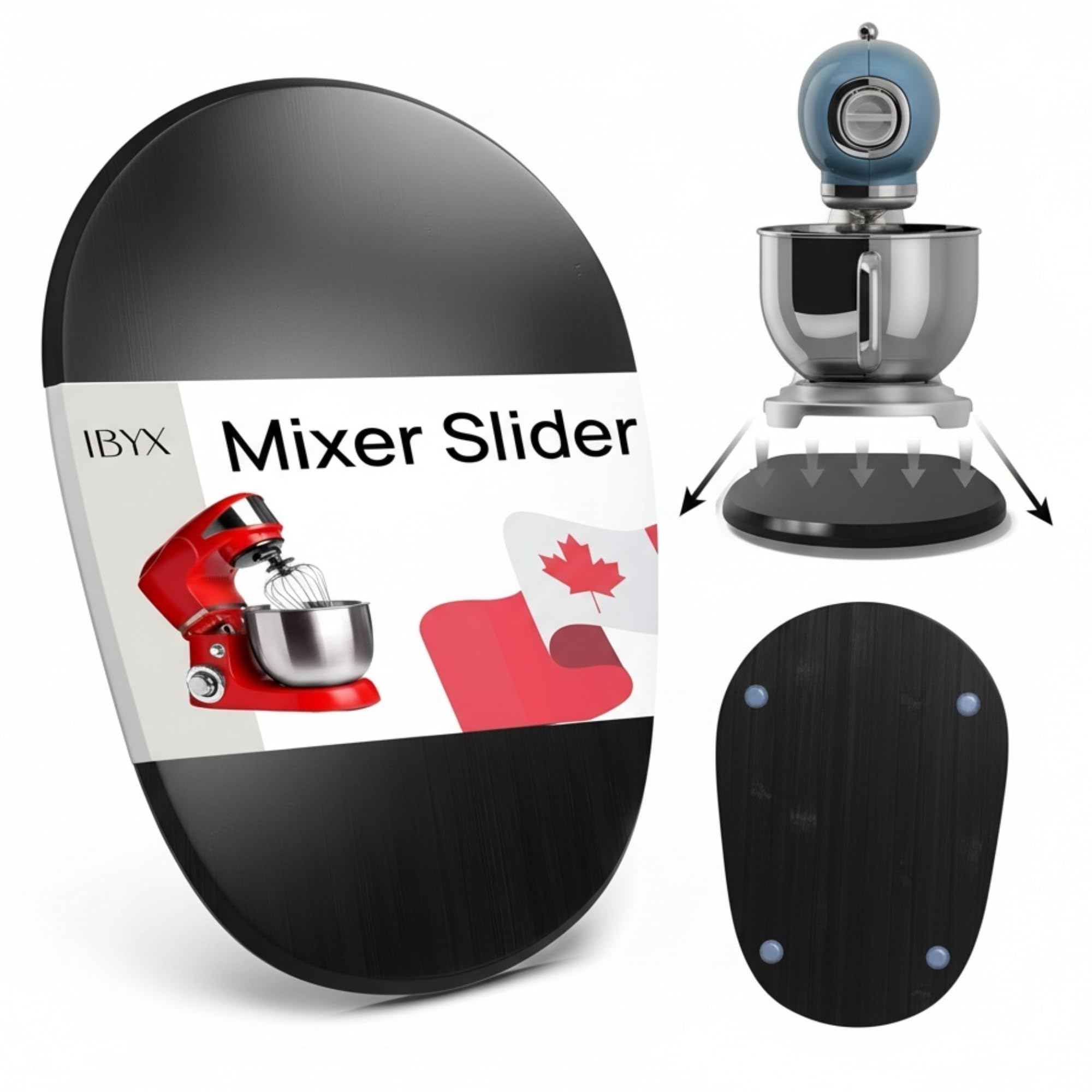 Ibyx Premium Bamboo Mixer Slider for KitchenAid 4.5-5 Qt Tilt-Head Stand Mixer - Food-Grade Appliance Slider Mat for Kitchen Countertop Storage Accessories (Black)
