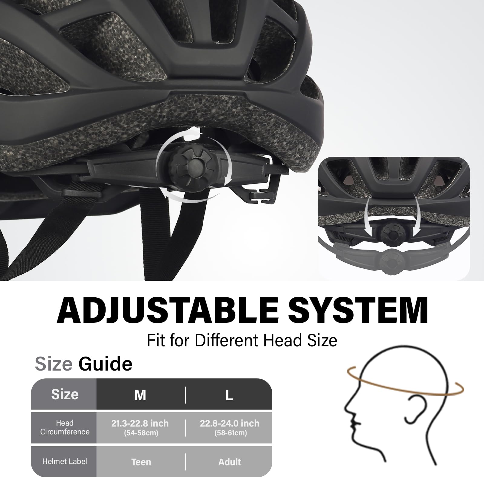 Youth Adult Road Bike Helmet, Men Women Adjustable Mountain Bicycle Helmet with Detachable Visor, 2 Sizes for Age 8-14+ Youth, Kids, Adult
