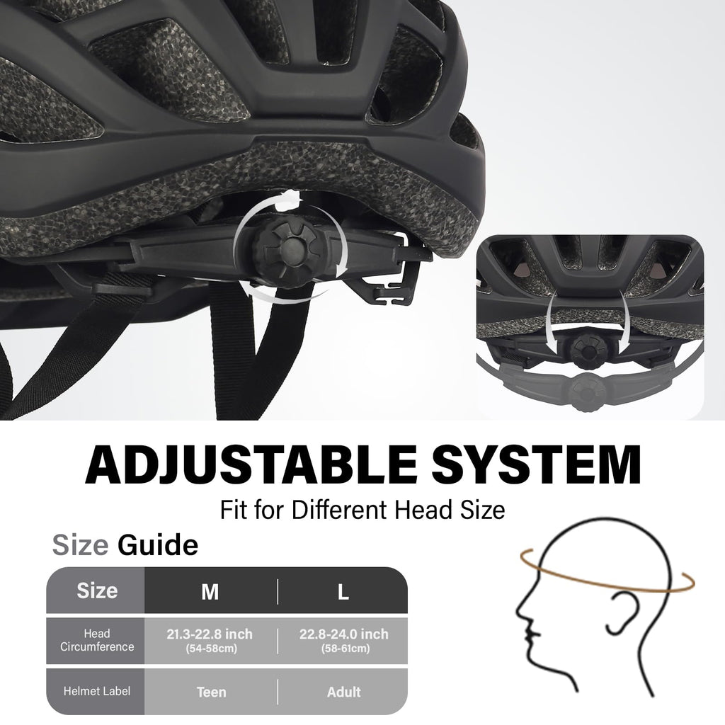 Youth Adult Road Bike Helmet, Men Women Adjustable Mountain Bicycle Helmet with Detachable Visor, 2 Sizes for Age 8-14+ Youth, Kids, Adult