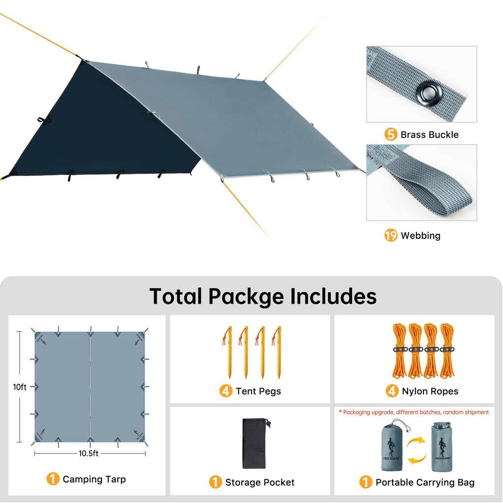 Free Soldier Waterproof Portable Tarp Multifunctional Outdoor Camping Traveling Awning Backpacking Tarp shelter Rain Tarp