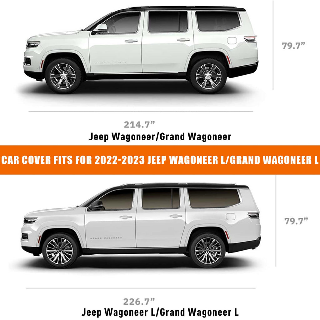 Waterproof Car Cover Replace for 1993-2010 Jeep Grand Cherokee, 6 Layers All Weather Car Cover with Zipper Door & Windproof Bands for Snow Rain Dust Protection