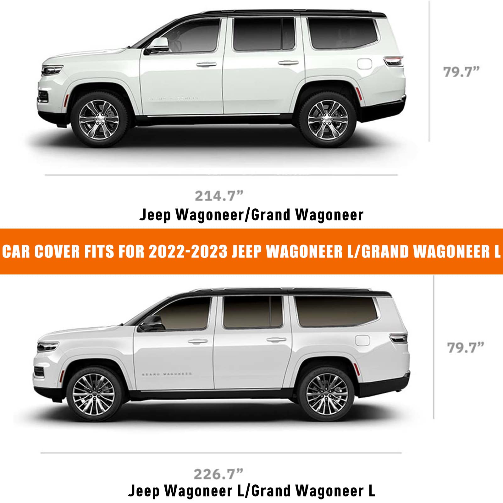 Waterproof Car Cover Replace for 1993-2010 Jeep Grand Cherokee, 6 Layers All Weather Car Cover with Zipper Door & Windproof Bands for Snow Rain Dust Protection