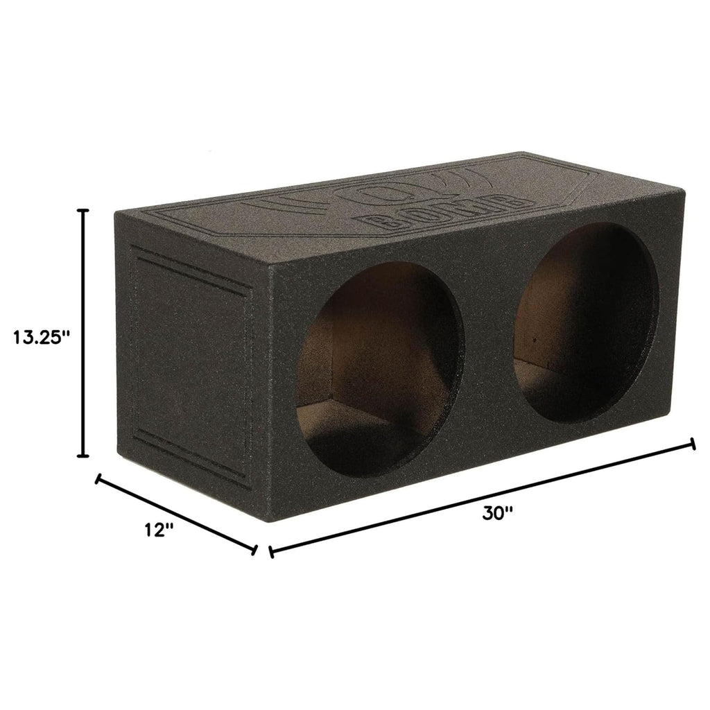 QPower 12 Inch Dual Subwoofer Box, High-Performance Vented Speaker Enclosure, Black - Car Audio and Sound System Accessories - Portable Equipment for Subwoofers