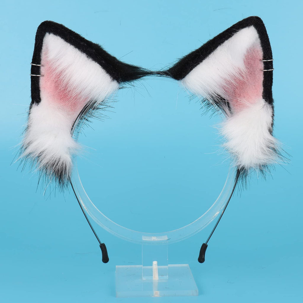 QinRuan Animal Cosplay Costume Accessories Furry Faux Fur Cat Ears Headband and Fox Tail Set Halloween Accessory