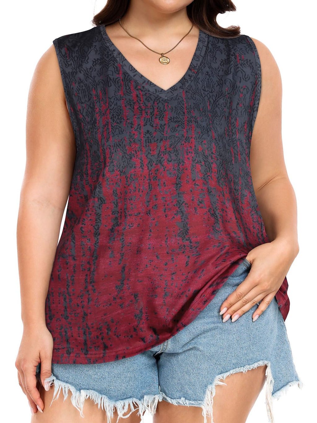 Plus Size Tanks Women Summer Top V Neck Sleeveless Top Loose Fit Tee Workout Shirts 2026