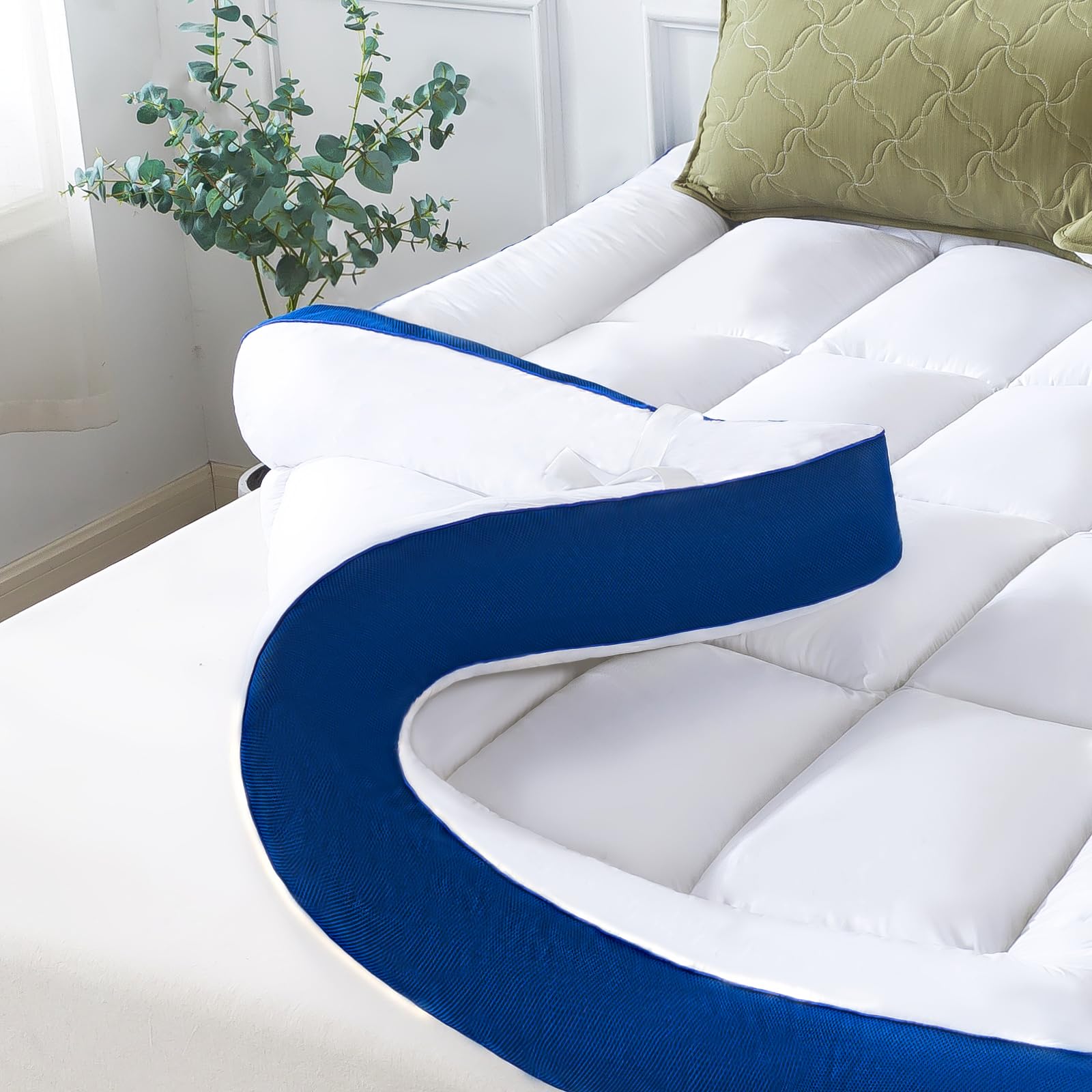 WhatsBedding 5 Inch Twin Mattress Topper for Back Pain Relief, Filled with Breathable & Soft Memory Foam Pillow Top,4 Elastic Straps