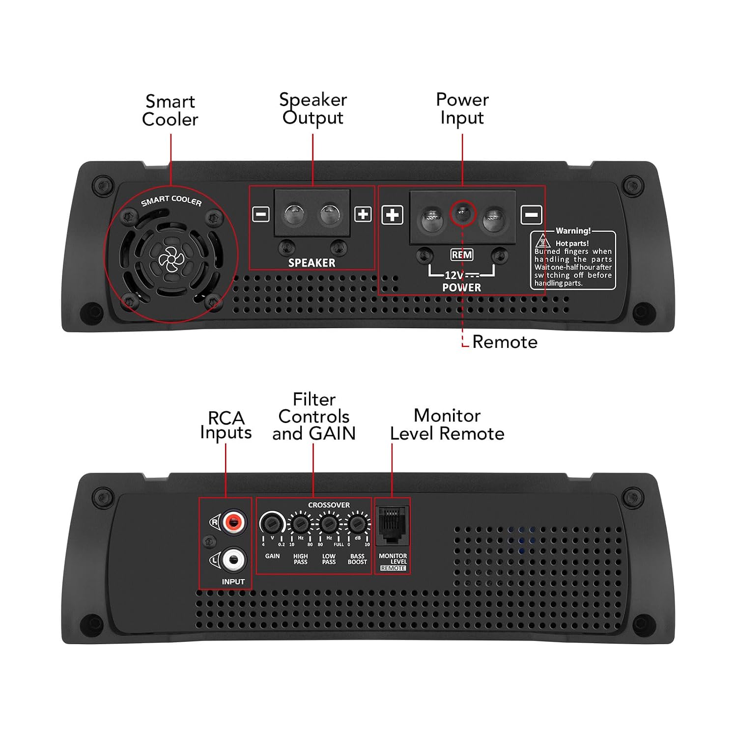 Taramps HD 3000 2 Ohms Black 1 Channel 3000 Watts RMS MAX Full Range Car Audio Monoblock LED Monitor Indicator Class D Amplifier Crossover, HD 3k