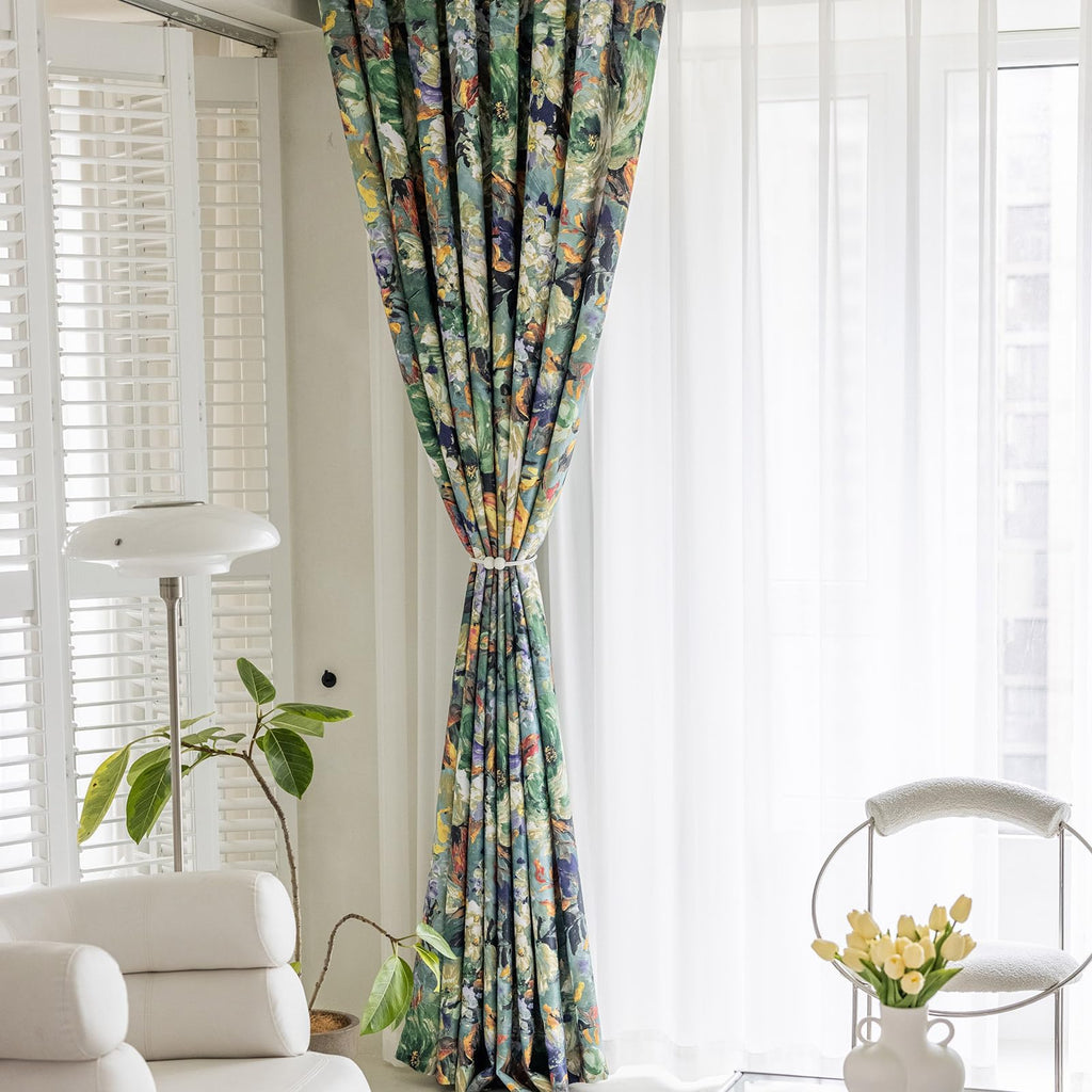 SUOUO Brown Floral Blackout Curtains for Bedroom Patterned Leaf 84 inches Long Room Darkening Window Drapes for Living Room 2 Panels