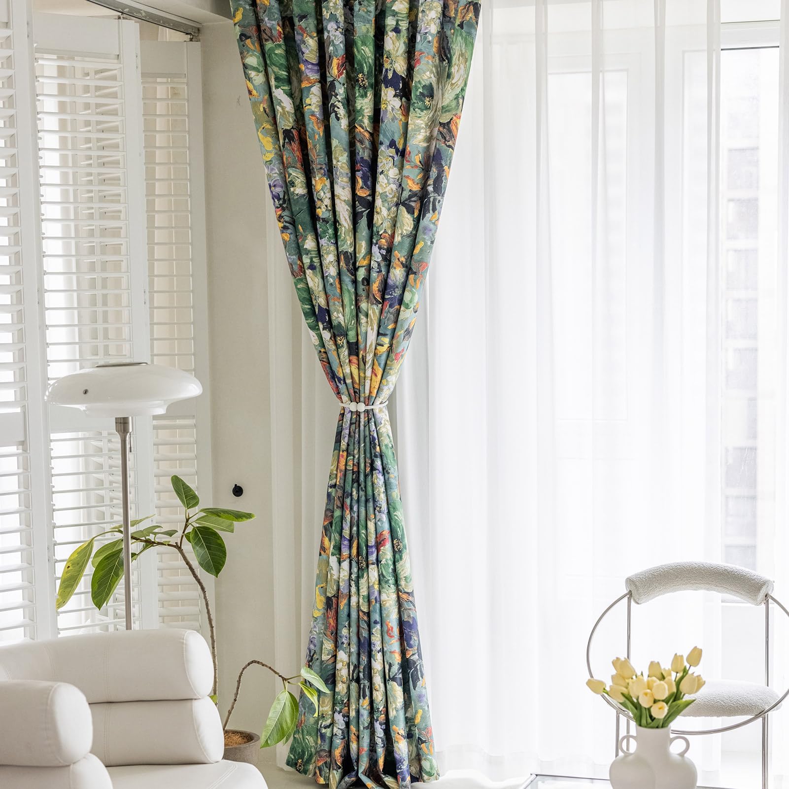 SUOUO Brown Floral Blackout Curtains for Bedroom Patterned Leaf 84 inches Long Room Darkening Window Drapes for Living Room 2 Panels