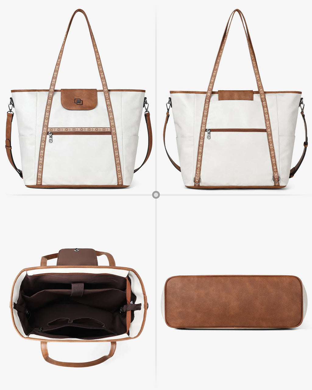 FADEON Large Laptop Tote Bag for Women Designer Leather Laptop Bag Fashion Travel Backpack Purse Shoulder Handbag