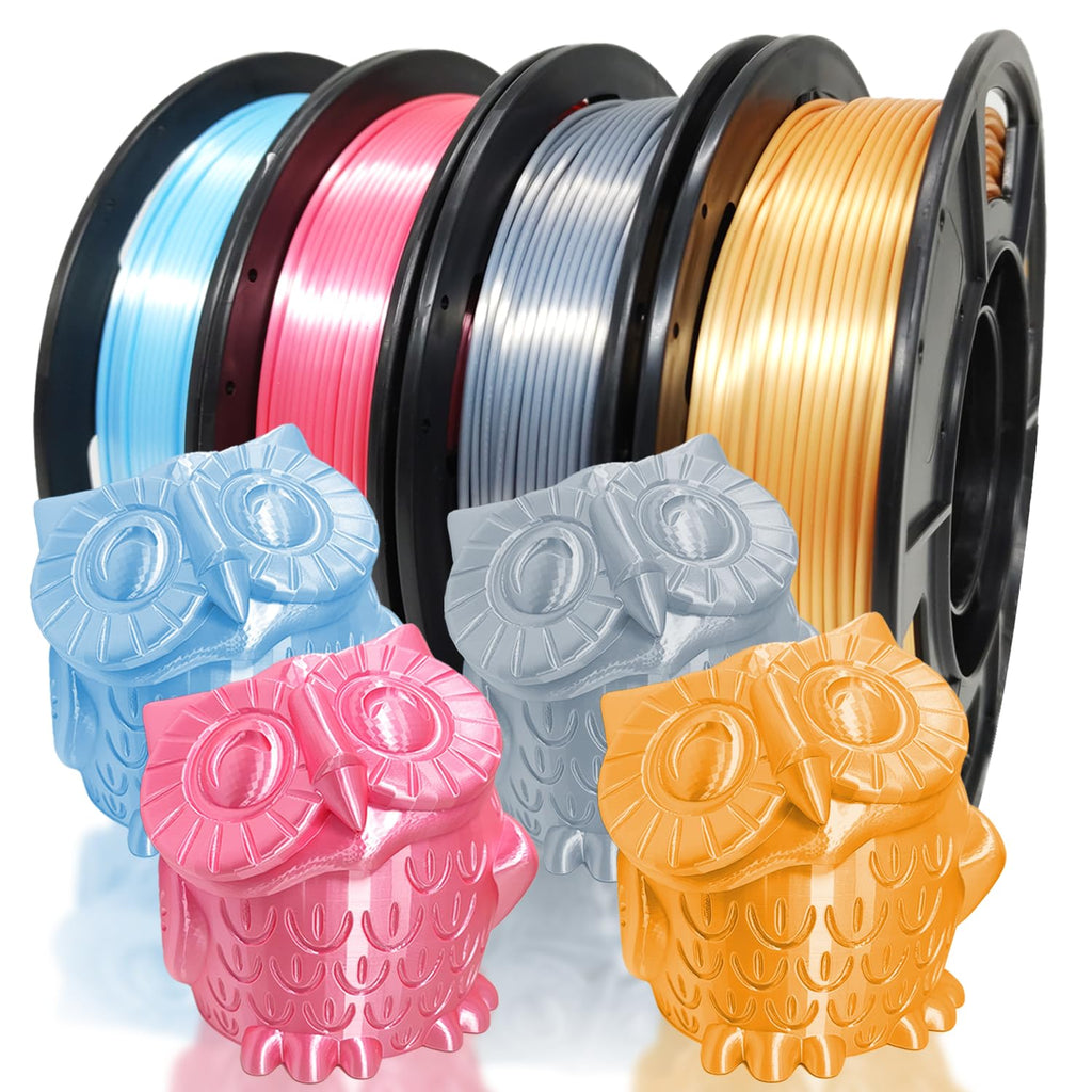 RepRapper PLA Filament, Multicolor Glitter Sample Pack, Shiny Galaxy Silk PLA1.75MM for 3D Printer, Glow in The Dark Sparkle Laser Series 3D Printer Filament, 250g*4
