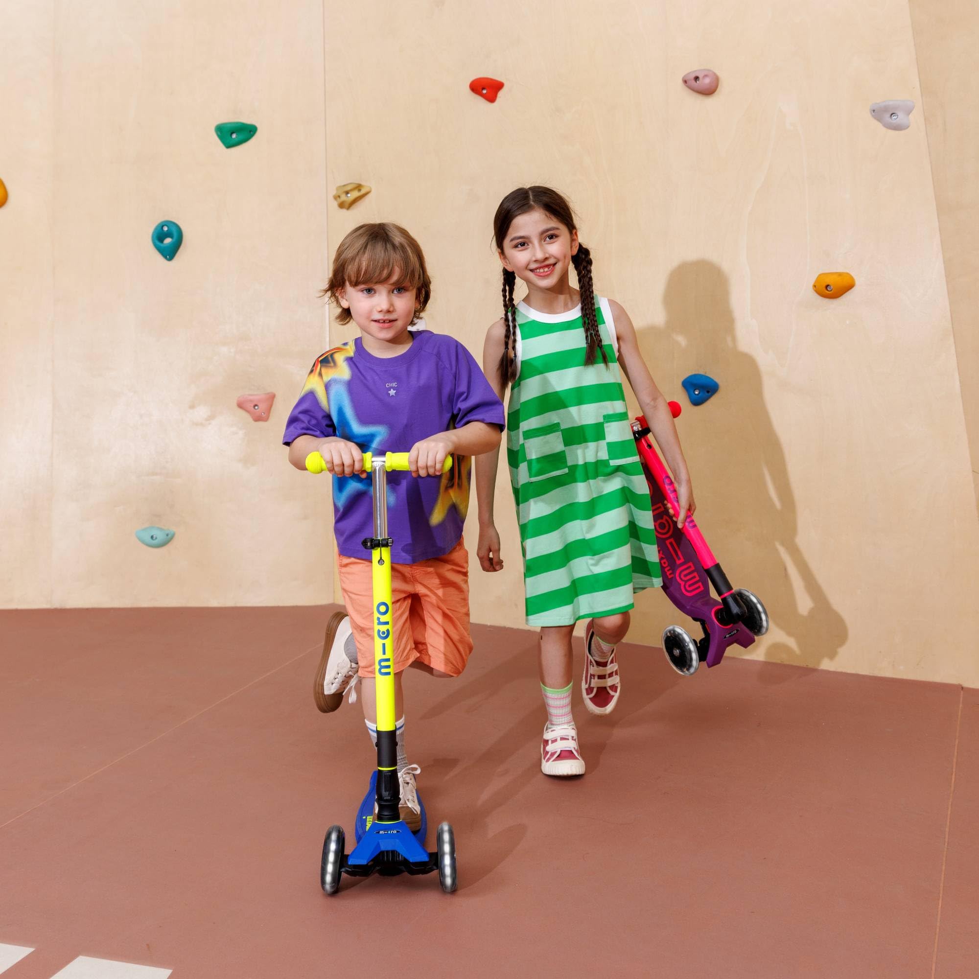 Micro Kickboard | Maxi Foldable LED Kids Scooter for Ages 5-12 | Children up to 110 lbs | 3 Wheel Lean-to-Steer Design | Adjustable T Bar | Smooth Ride, Motion Activated PU LED Wheels | Swiss Design