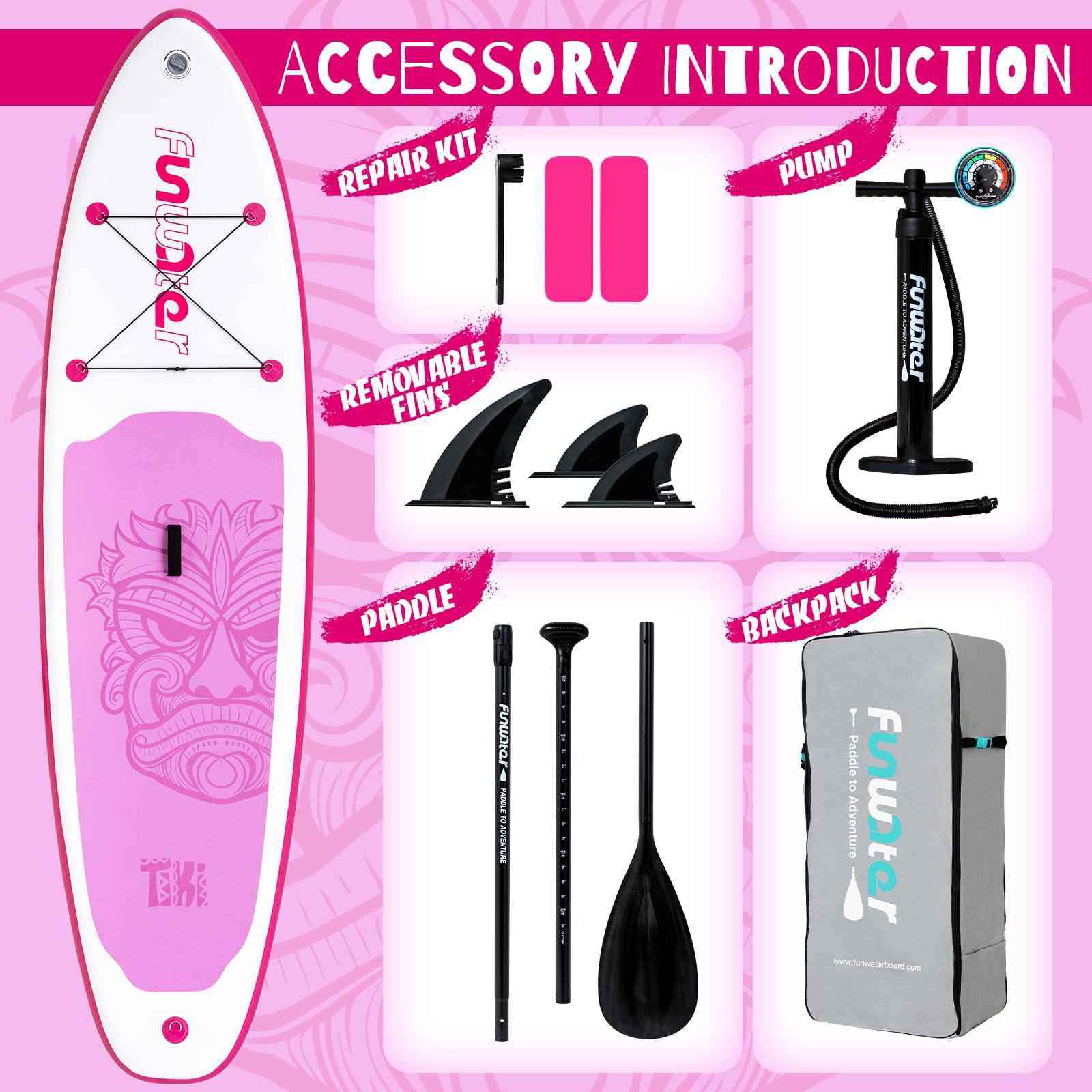 FunWater Inflatable Ultra-Light Stand Up Paddle Board for All Skill Levels with Premium SUP Paddleboard Accessories,Non-Slip Comfort Deck for Youth & Adults