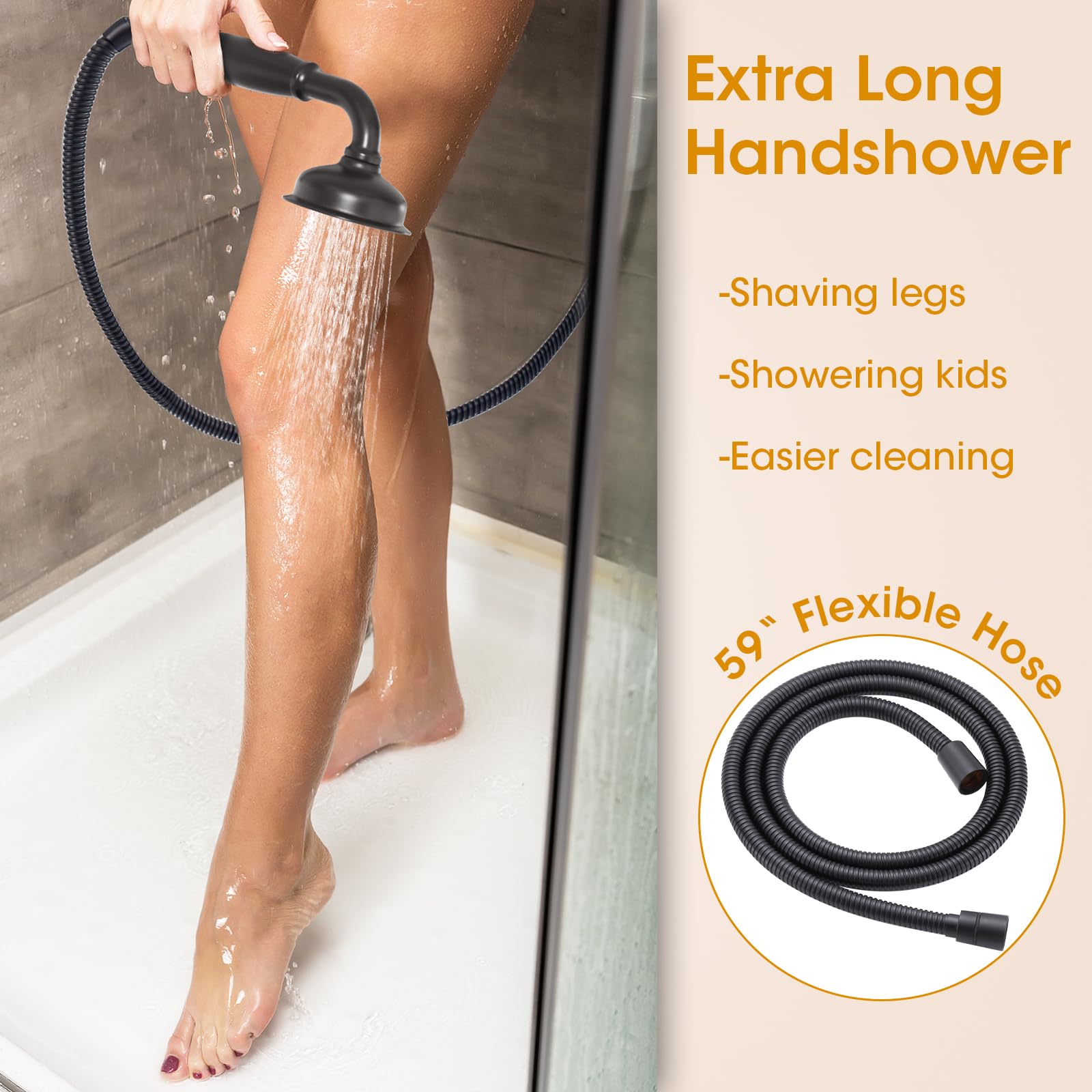 Rainfall Shower Head with Handheld Combo, Brushed Gold Shower System with Balance Pressure Valve, 9 inch Shower Head and Faucet Set, Rain Shower Head with Handheld Spray Wall Mount(B2312-BG)