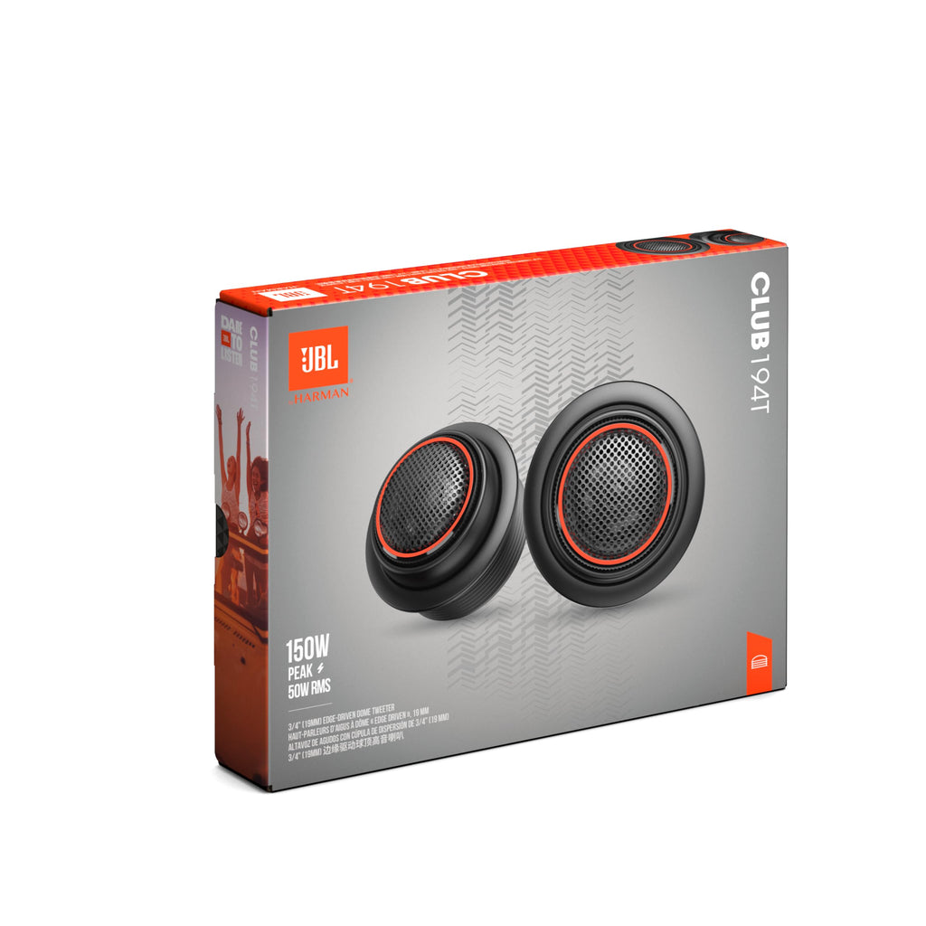 JBL Club 34F - 3-1/2" (87mm) Two-Way Car Speaker, 75 Watts Peak, 25 Watts RMS, Sensitivity (@ 2.83V): 89dB, Frequency Response: 90Hz – 20kHz, Nominal Impedance: 3.0 ohms