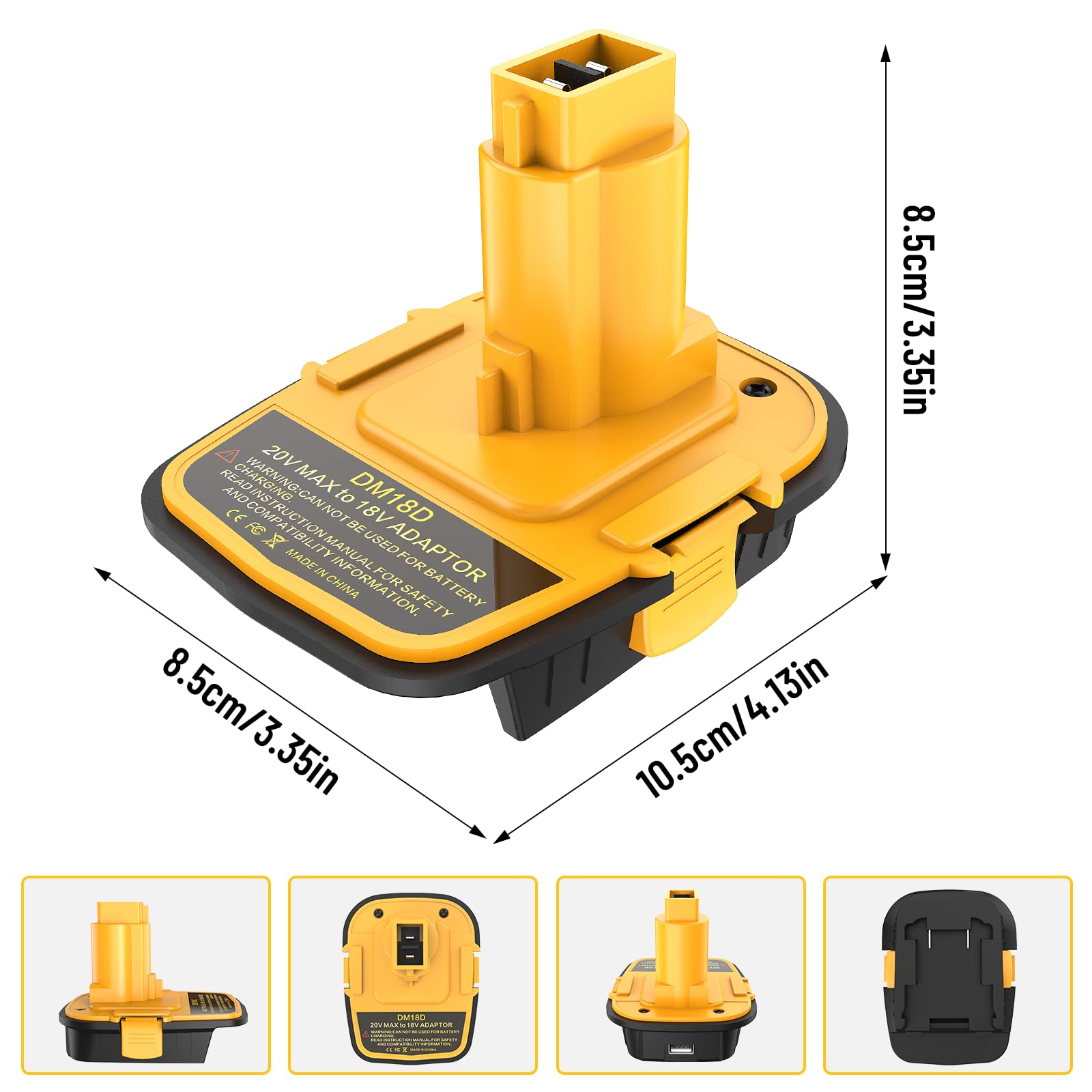 Azocek 1 Pack DM18D Battery Adapter Converter with USB Port for Dewalt 18V Tools, Converts for De-Walt 20V or Mil-wau-kee 18V Li-on to De-Walt 18-V Battery Adapter