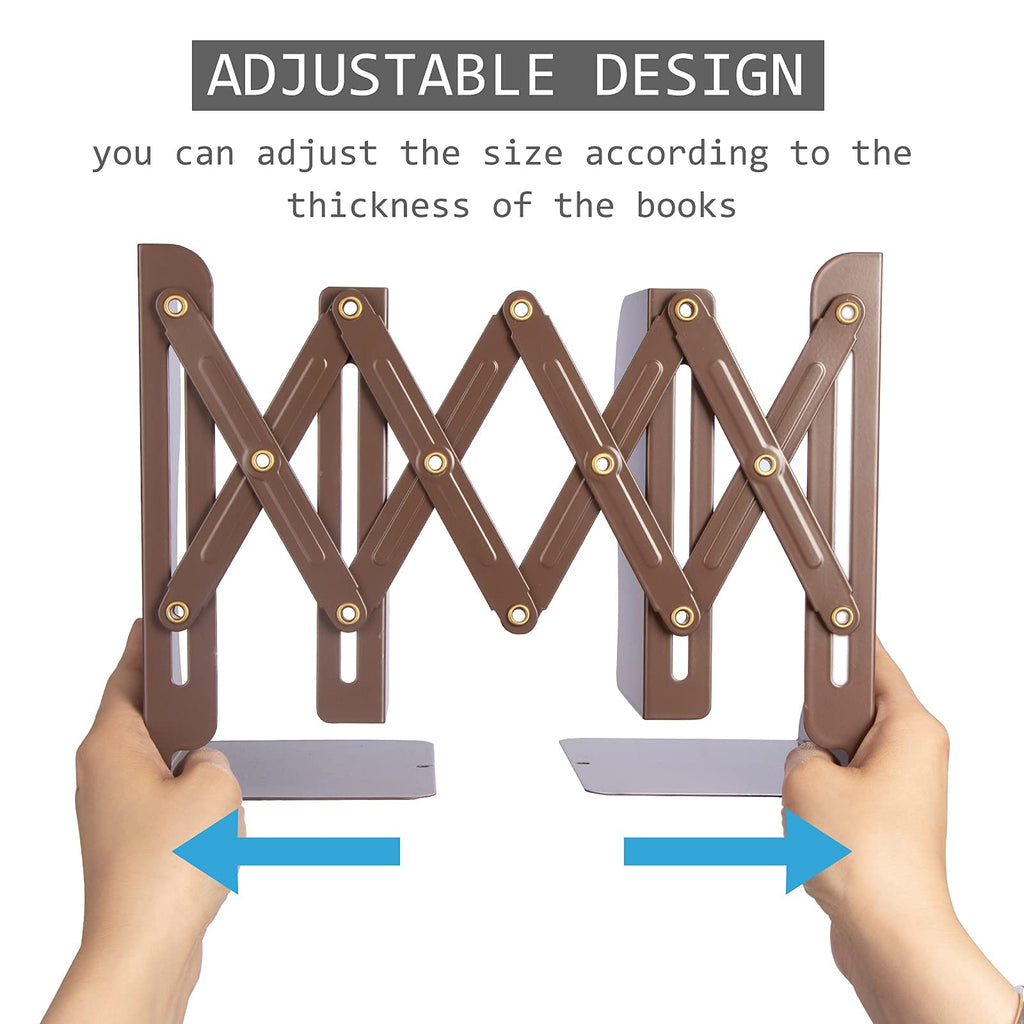 Aobopar Adjustable Book Ends, Metal Bookends for Heavy Books, Desk Book Holder for Shelves, Book Organizer for Desk, Suitable for Office, Home and School Use (Black)