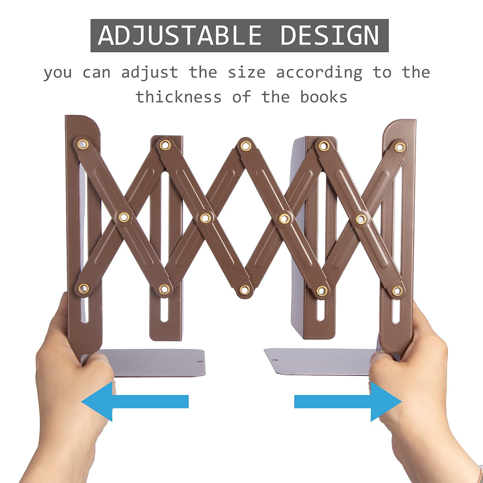 Aobopar Adjustable Book Ends, Metal Bookends for Heavy Books, Desk Book Holder for Shelves, Book Organizer for Desk, Suitable for Office, Home and School Use (Black)