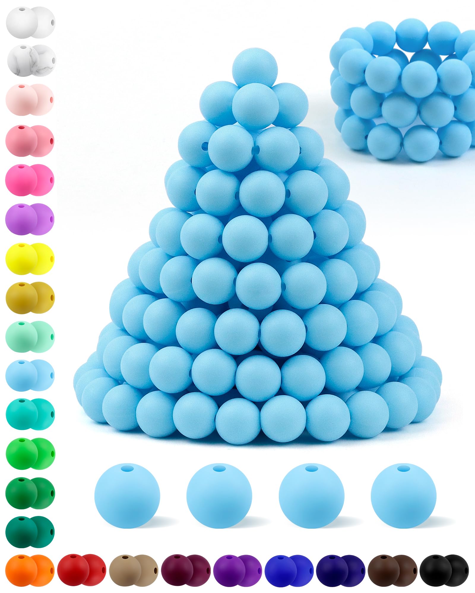 180PCS FIVEIZERO Silicone Beads – 30 Colors 12mm Round Rubber Beads Bulk for DIY Crafts, Keychain Accessories & Jewelry Making | Soft Silicone, Seamless Finish, Easy to String, Fade Resistant, Durable for Daily Use