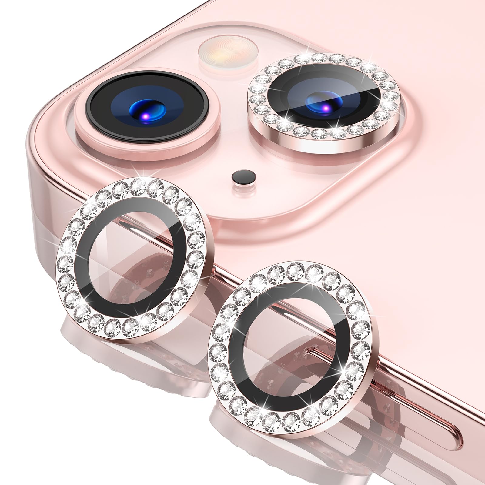 Tensea for iPhone 13 mini/iPhone 13 Camera Lens Protector, 9H Tempered Glass Camera Cover Screen Protector Metal Individual Ring for iPhone 13mini 5.4 inch /13 6.1 inch