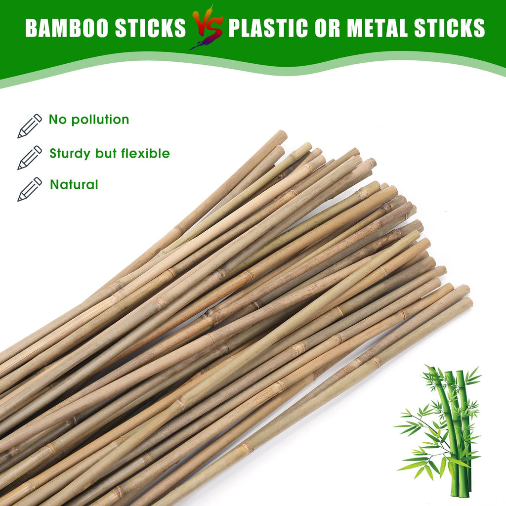 Plant Bamboo Post,3Feet,Bamboo Garden Stakes,50PcsBamboo Stakes,for Tomato,Beans,Vegetable and Flowers, Potted Plants,Indoor and Outdoor Climbing Plants