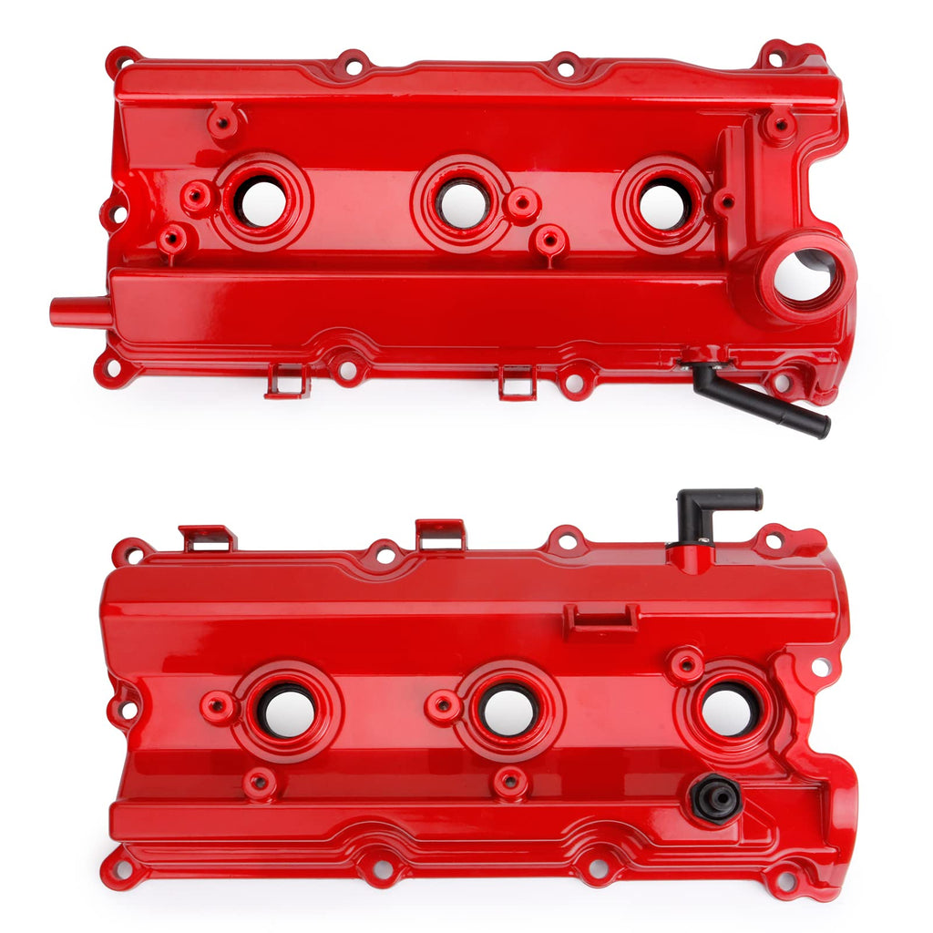 MITZONE Engine Valve Cover Set with Bolts & Oil Cap & Gaskets & Spark Plug Tube Seals & P CV Cover Compatible with 2003-2008 Nissan 350Z Infiniti FX35 G35 M35 VQ35DE 3.5L Part# 13264AM600 13264AM610