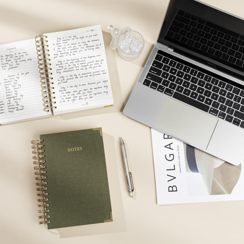 Spiral Notebook Journal, 328 Pages Linen Hardcover College Ruled Notebook, Lined Thick Journals for Women Men, A4 Thick Spiral Journal for Writing, 100GSM Paper, Cute Notebooks for Work School