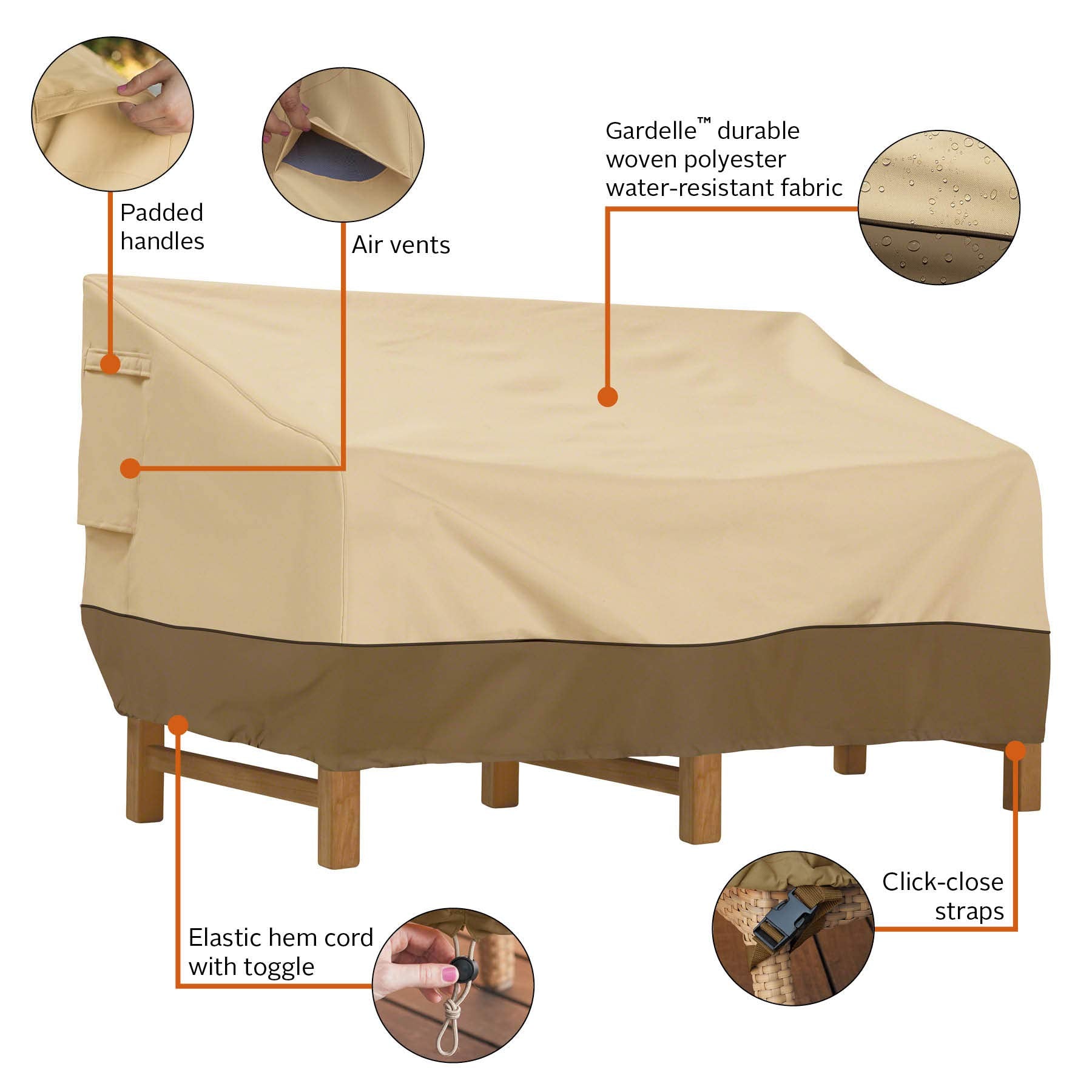 Classic Accessories Veranda Water-Resistant 58 Inch Deep Seated Patio Sofa/Loveseat Cover, Patio Furniture Covers