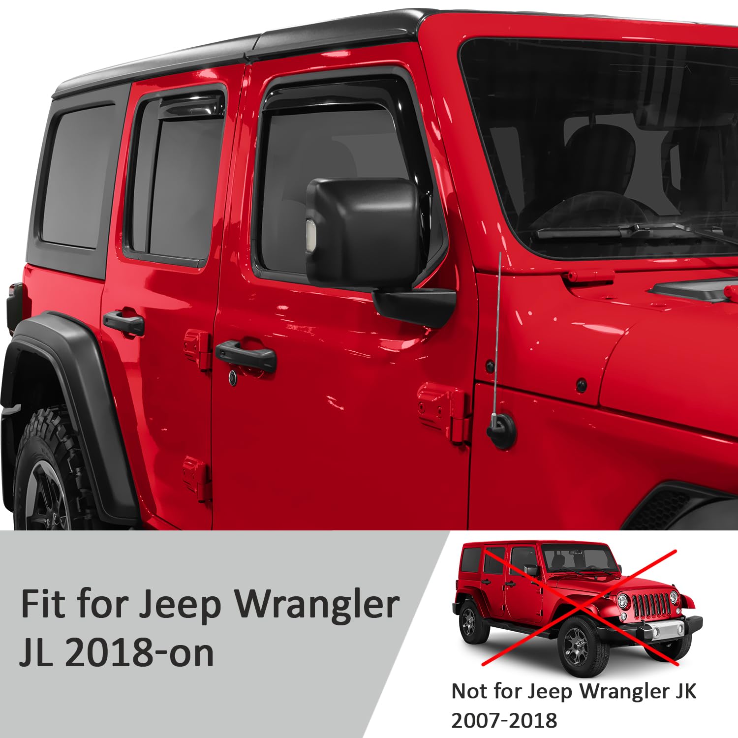 Voron Glass in-Channel Extra Durable Rain Guards for Trucks Chevrolet (Chevy) Silverado/GMC Sierra 2014-2018 Crew Cab, Window Deflectors, Vent Window Visors, 4 Pieces - 220009