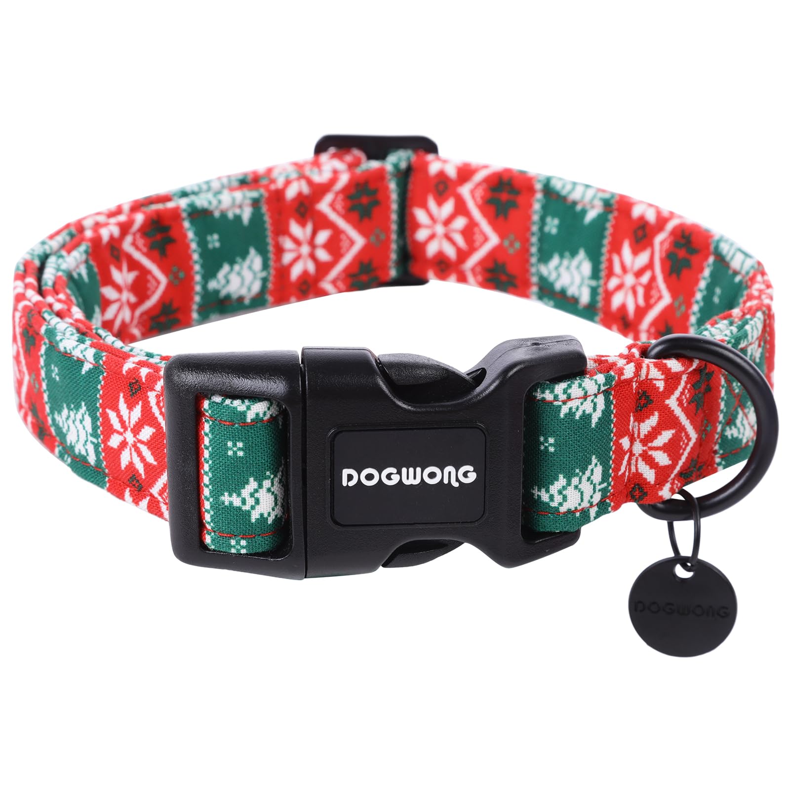 DOGWONG Cotton Dog Collar, Blue Plaid Heavy-Duty Dog Collar Durable Soft Boy Dog Collar Cute Wedding Puppy Necklace for Small Medium Large Dog