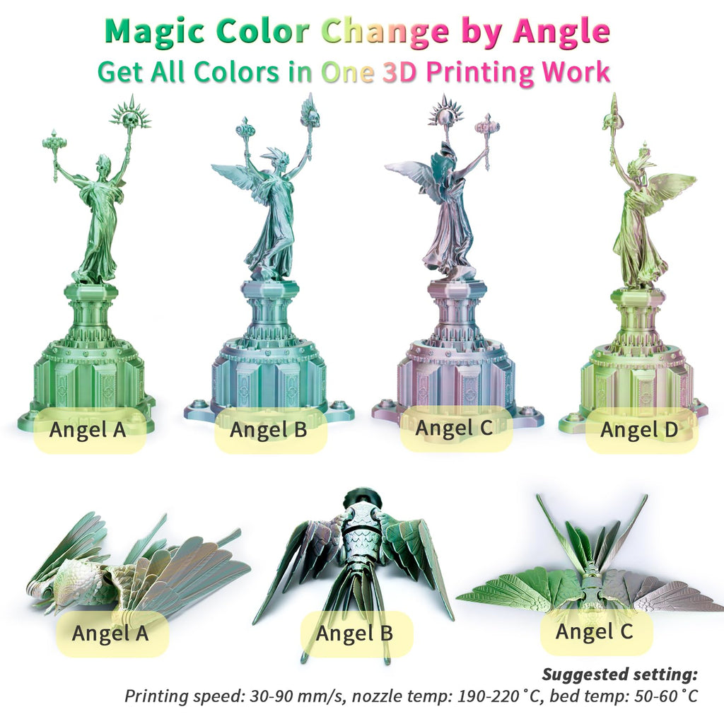 ZIRO Fast Color Change PLA, 1.75mm Color Gradient Filament, Glossy Rainbow PLA Filaments, Fit Most 3D Printer Pen, Shiny Surface 1KG/2.2lbs Spool, Aqua Sky (Silk)