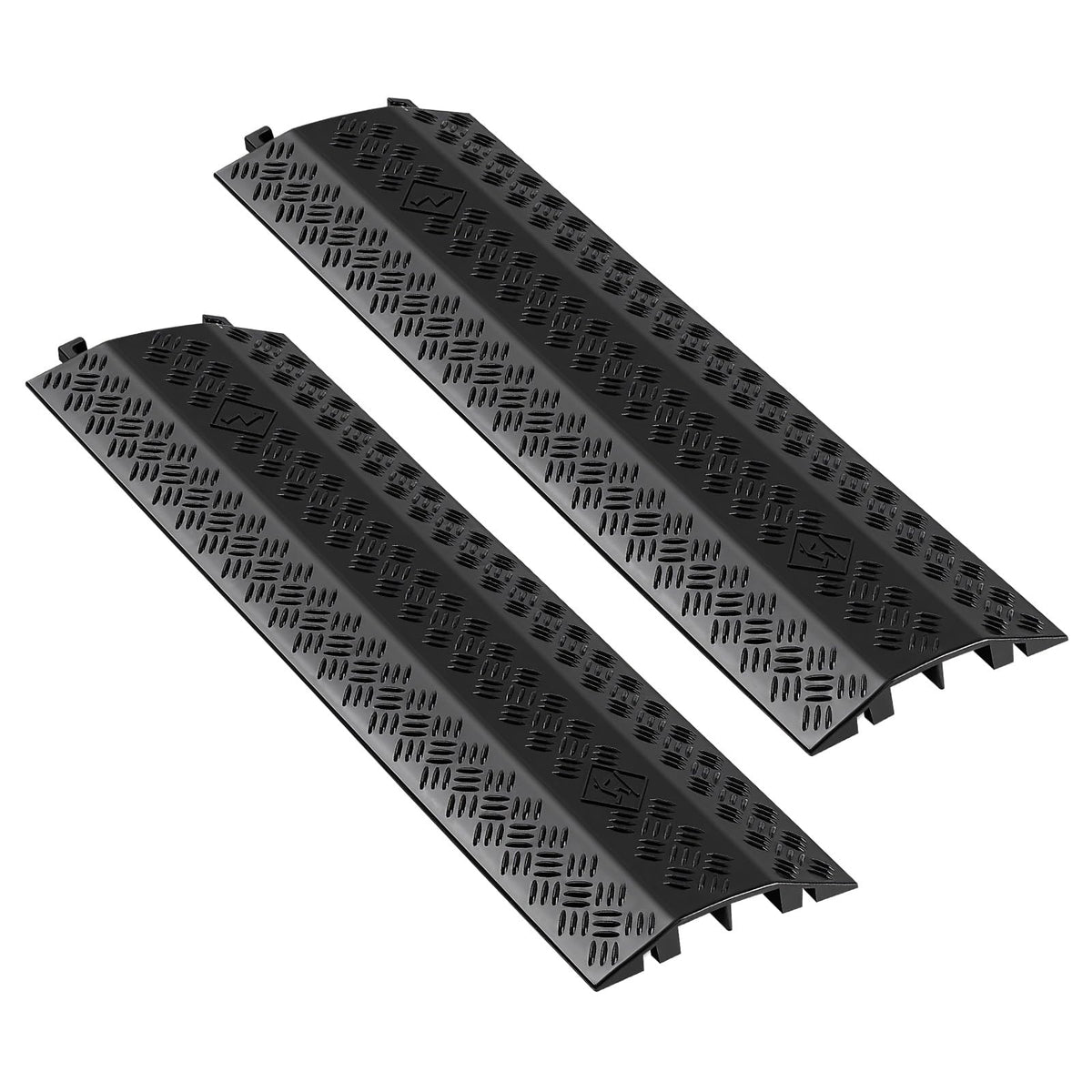 VEVOR 1 Pack Drop Over Cable Cover, 2 Channel Heavy Duty Cable Hose Protector Ramp, 38.3'' Floor Cord Cover, 17,500 lbs/Axle Load Capacity, for Traffic Areas, Indoor, Outdoor, Home, Office, Warehouse