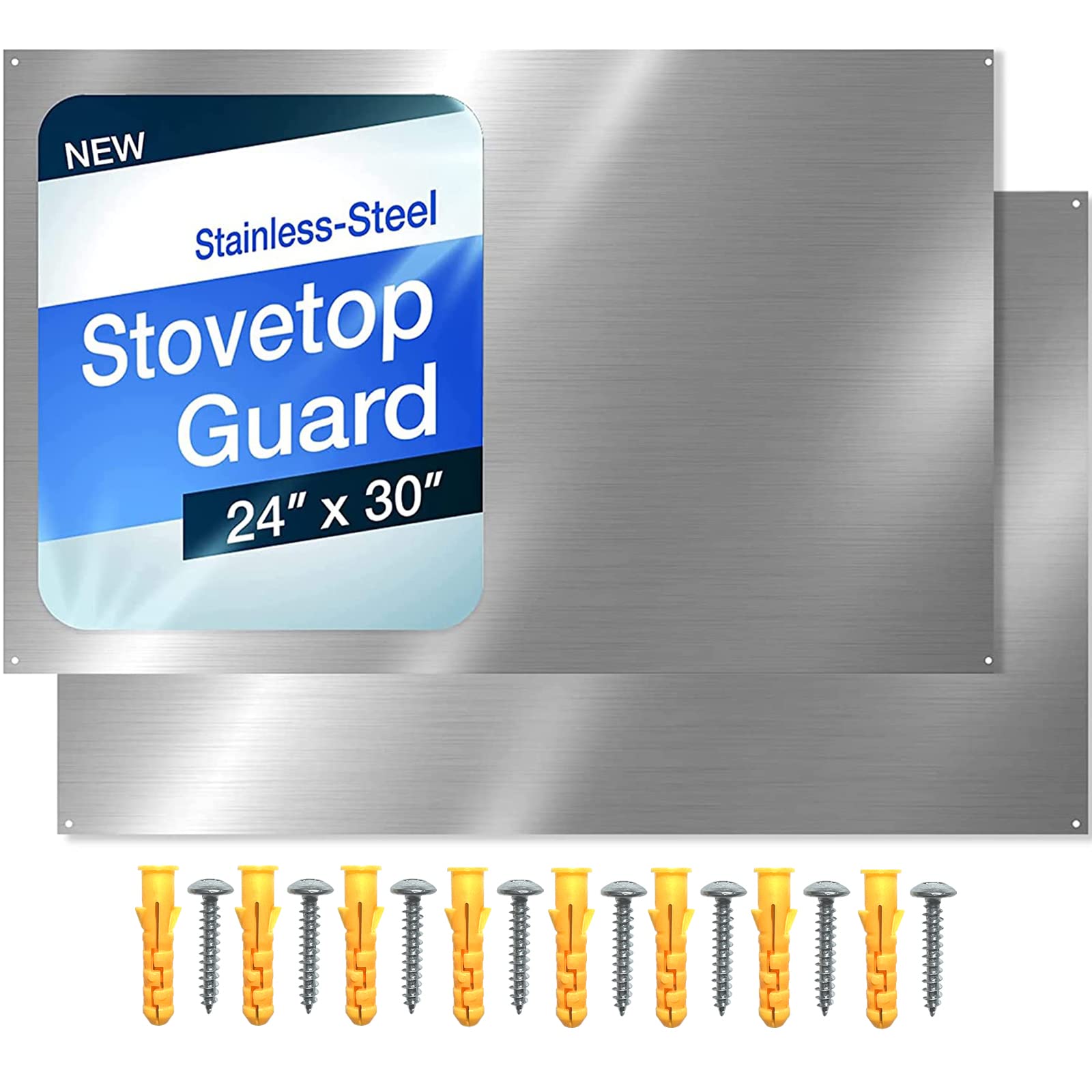 CALPALMY 30"x18" Metal Backsplash Panel for Stove – Reversible Metal Stove Backsplash Sheet with Pre-Drilled Holes, Easy-to-Clean Splatter Guard for Kitchen Walls, Includes Mounting Screws