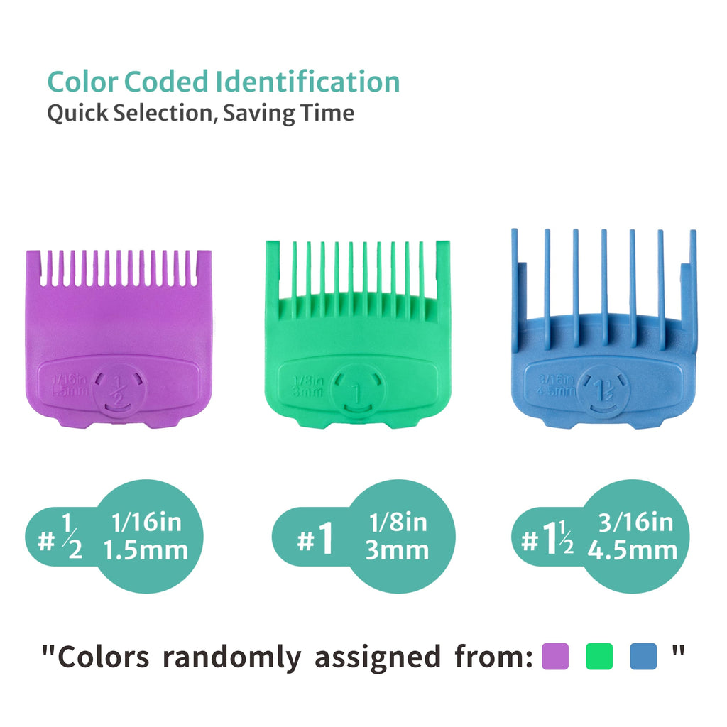 Magetic Clipper Guards Set Compatible with Most Wahl Clippers, Color Coded Clipper Combs Replacement - Guard Number: #1/2, 1 and #1 1/2 (Length: 1/16, 1/8 and 3/16 inch)