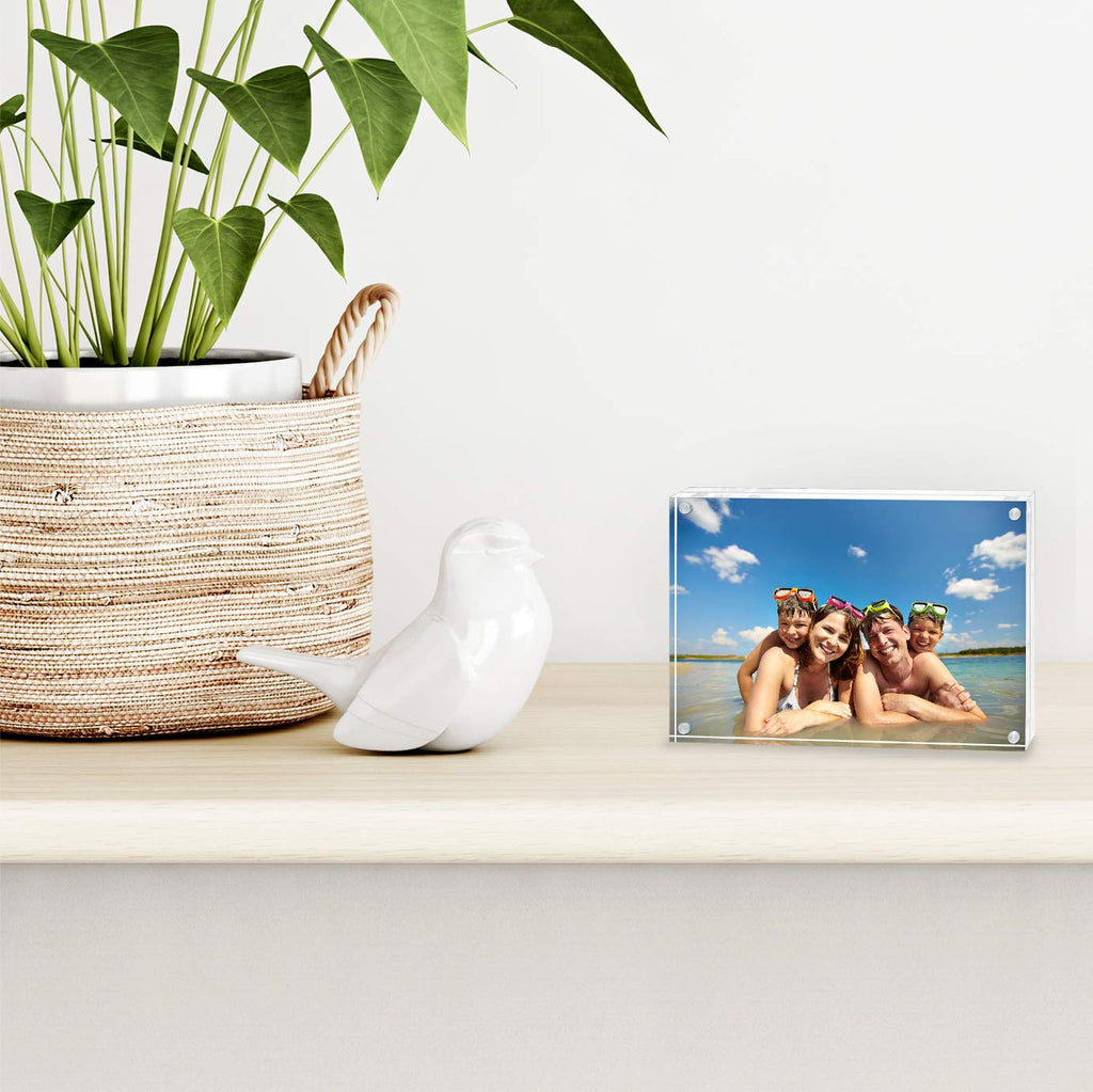 Americanflat 3.5x5 Acrylic Picture Frame - Double Sided Frames with Magnetic Corners - Transparent Acrylic Frames for Desk or Tabletop Display - 3.5x5 Picture Frame with Microfiber Cloth Included