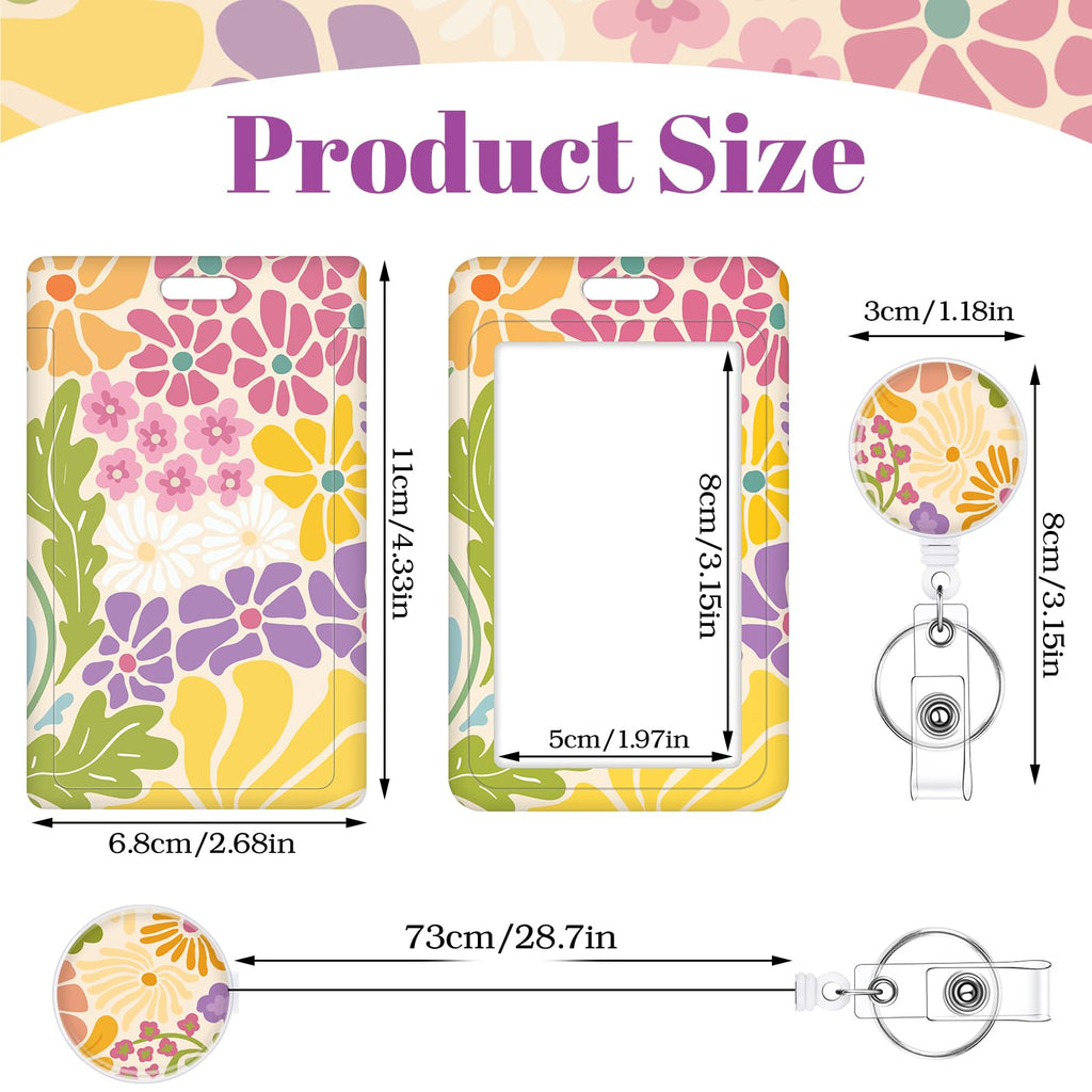 3 Set Badge Holder Retractable Reel Bloom ID Badge Holders with Clip Cute Name Badge Holders for Teacher Nurse Doctor Student Office Workers