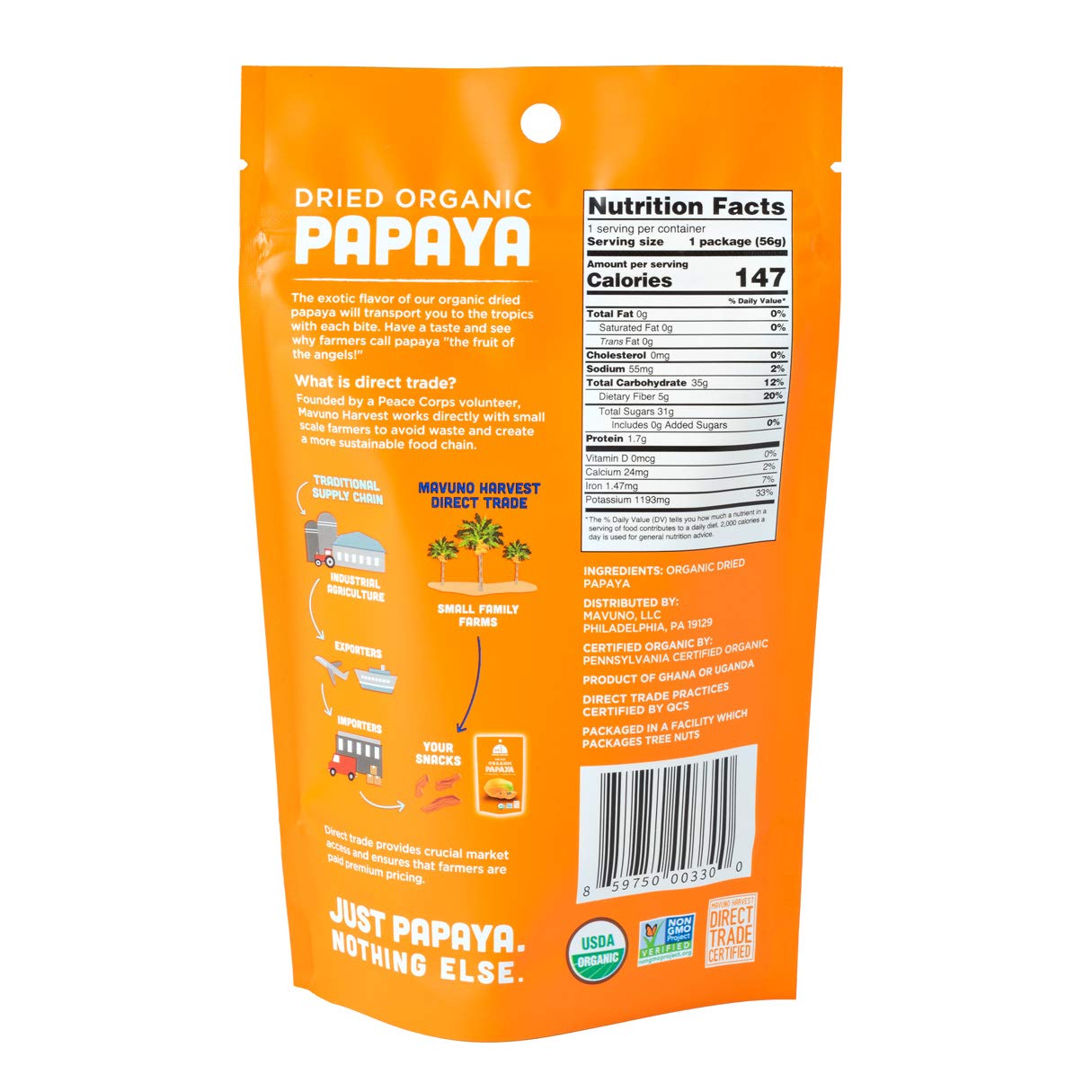 Mavuno Harvest Organic Dried Fruit Variety Pack | Dried Mango, Papaya, Pineapple, Banana, Jackfruit, & Tropical Mix | Healthy, Vegan, No Sugar Added, Non GMO Snacks for Kids & Adults | 2 Ounce, 6 Pack