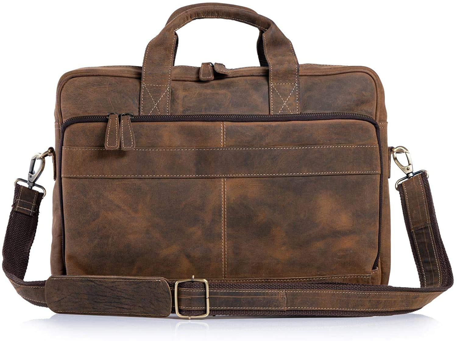 Leather briefcase 18 Inch Laptop Messenger Bags for Men and Women Best Office briefcase Satchel Bag (Black)