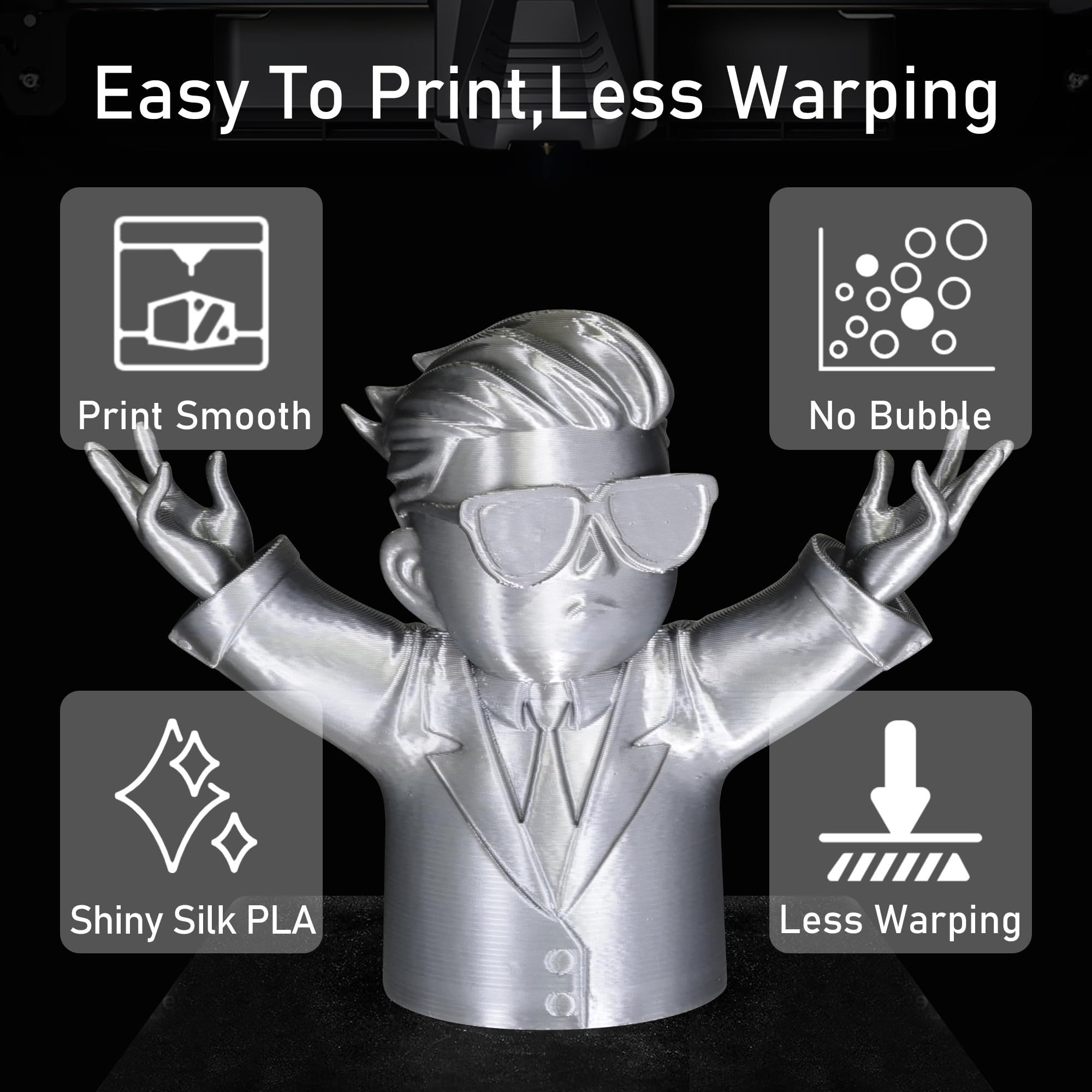1.75mm PLA 3D Printer Filament Bundle: Glow in Dark Green/Blue/Purple/Rainbow, One Spool Clear Multi Colored, Each Spool 250g, Total 1.25Kg 3D Printing Material, 250g x 5 Spools Glow in Dark PLA