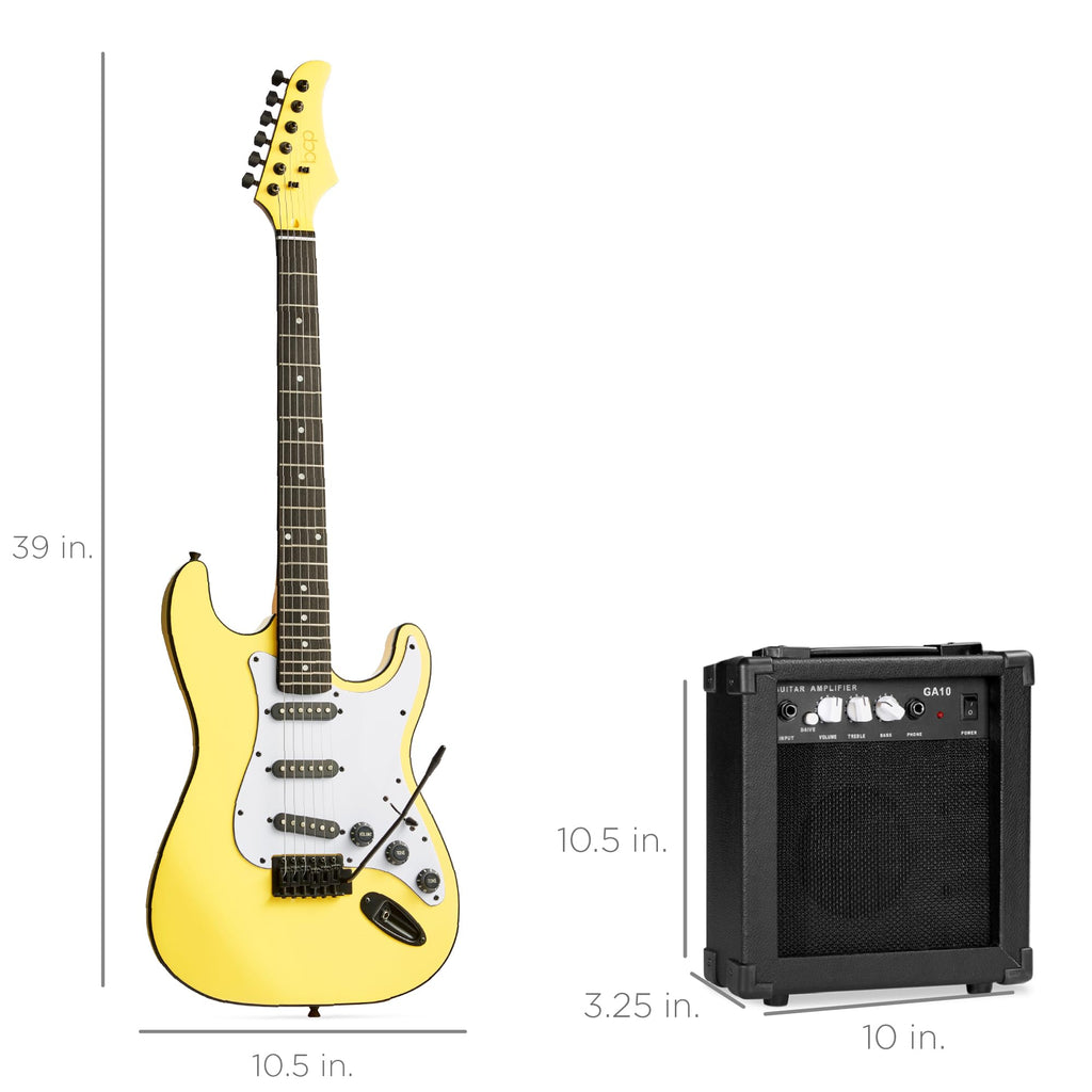 Best Choice Products 39in Full Size Beginner Electric Guitar Starter Kit w/Case, Strap, 10W Amp, Strings, Pick, Tremolo Bar - 3 Color Sunburst