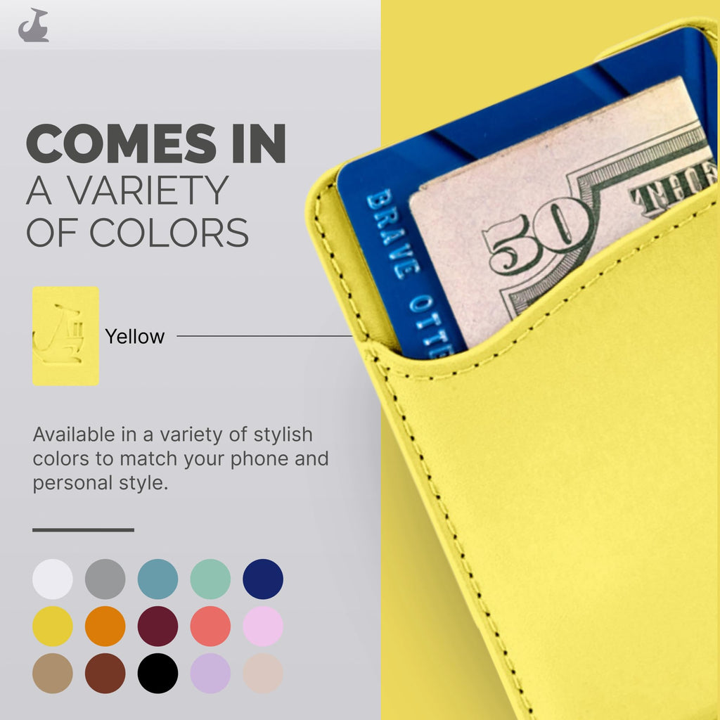 Wallaroo Premium Leather Cell Phone Wallet Stick On - Android and iPhone Wallet and Card Holder for Women and Men - Durable with Non-Slip Lining Secures Up to 3 Cards