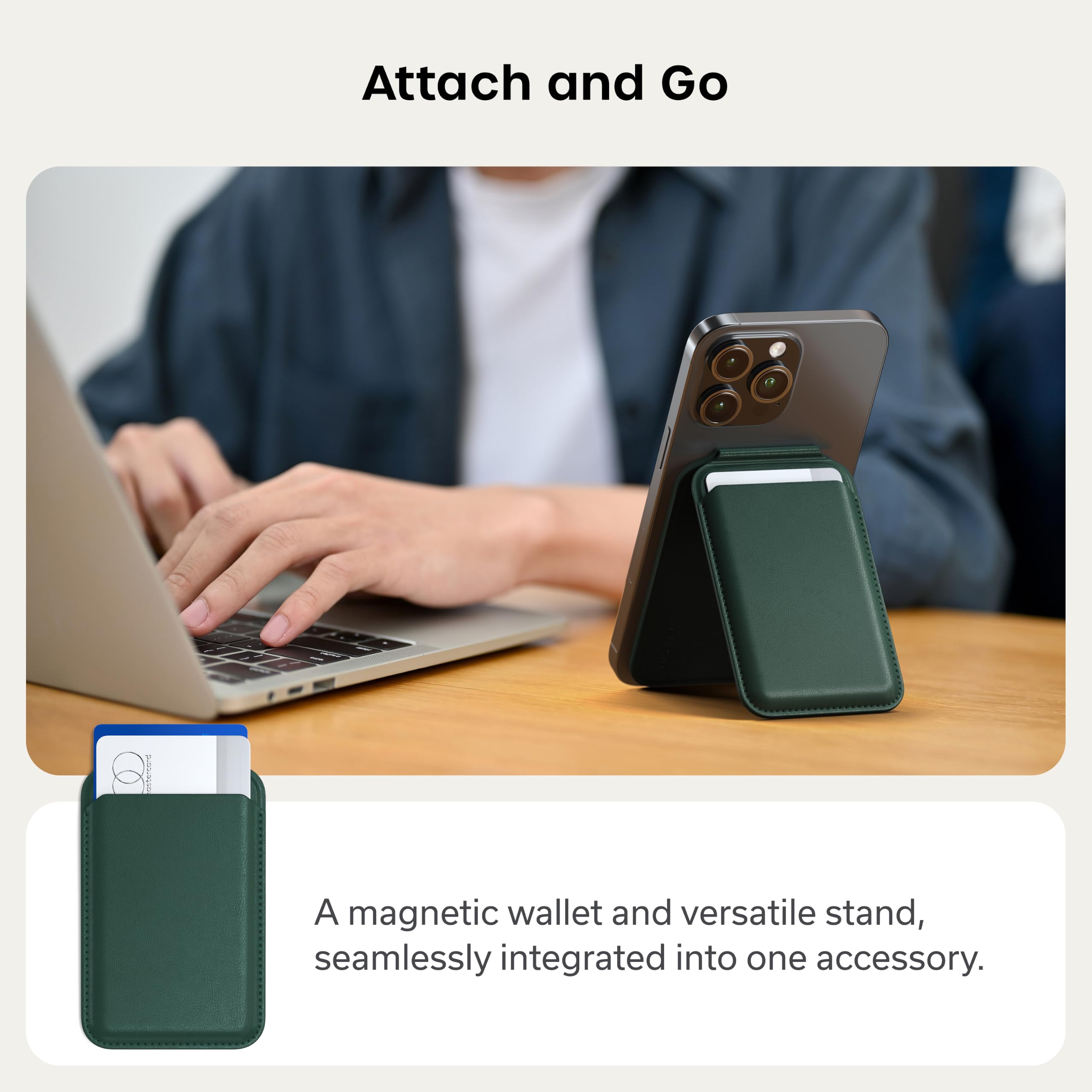 Satechi Magnetic Magsafe Wallet, Double Flap Stand Card Holder, 4 Slots with Front NFC Pass-Through, Adjustable Phone Attachment for iPhone 17/16/15/14/13/12, Travel Accessory