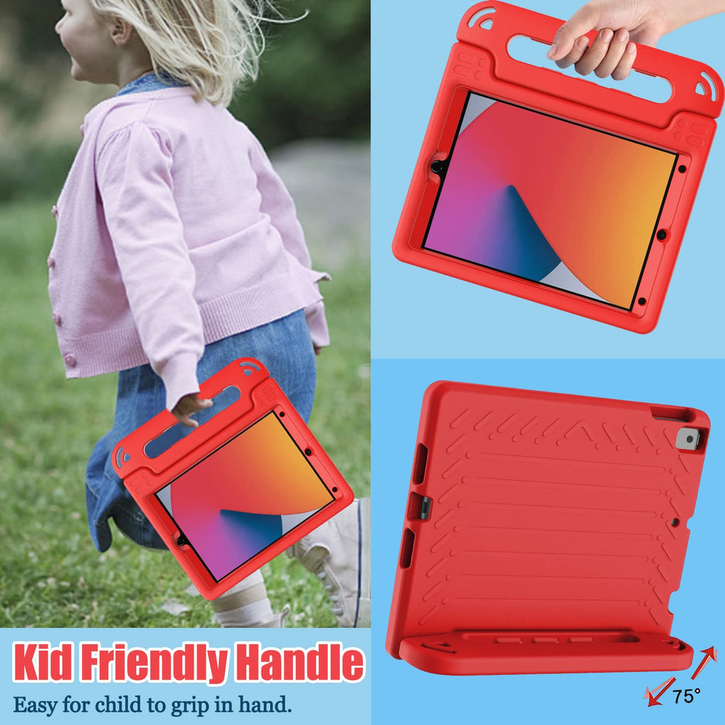 AVAWO Kids Case for iPad 10.2" 9th & 8th & 7th Generation, iPad 10.2 2021/2020/2019 Case with Built-in Screen Protector, Light Weight Shock Proof Handle Stand Friendly Cover for iPad 10.2" - Black
