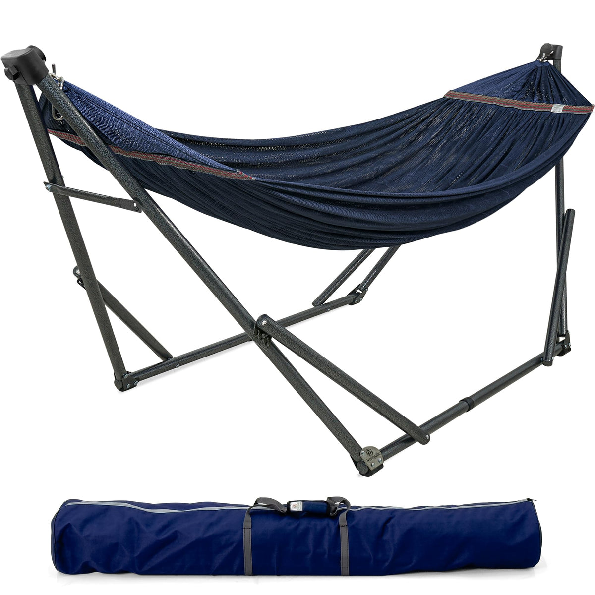 Tranquillo Unity Adjustable Hammock Stand, Hammocks Stands for The Garden, 800 lbs Capacity Steel Double Hammock Stand for 2 Persons, Premium Pre-Assembled Stand (Steel, Aegean)