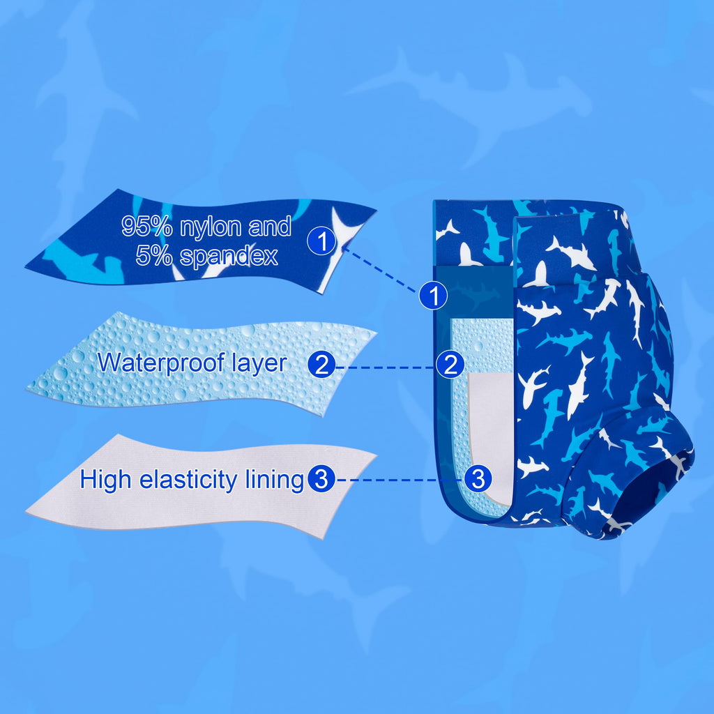 BIG ELEPHANT Baby Swim Diapers 3pcs, Reusable Adjustable Washable Waterproof Swimming Diaper for Boy's and Girl's 6Months - 5 Years