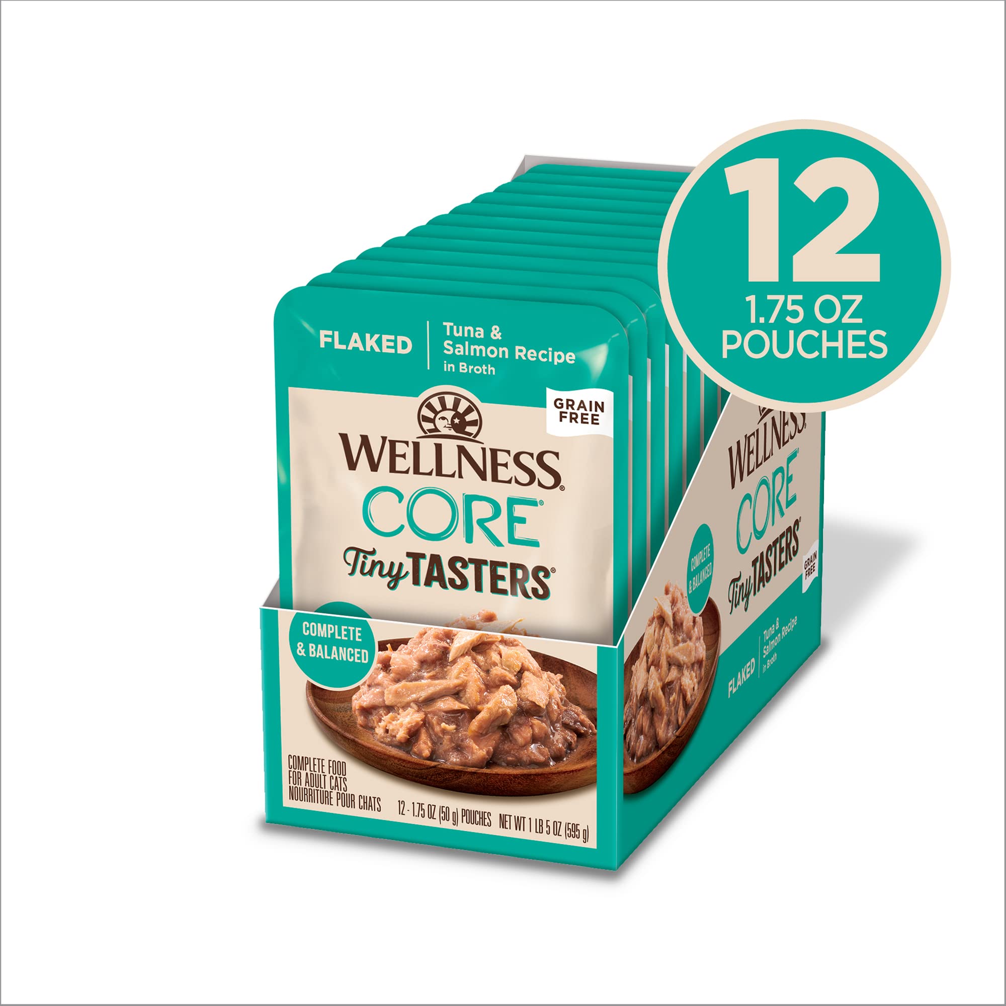 Wellness CORE Tiny Tasters Pate Adult Wet Cat Food, Natural, Protein Rich, Grain Free, Chicken Recipe, 1.75 oz, Pack of 12 Pouches