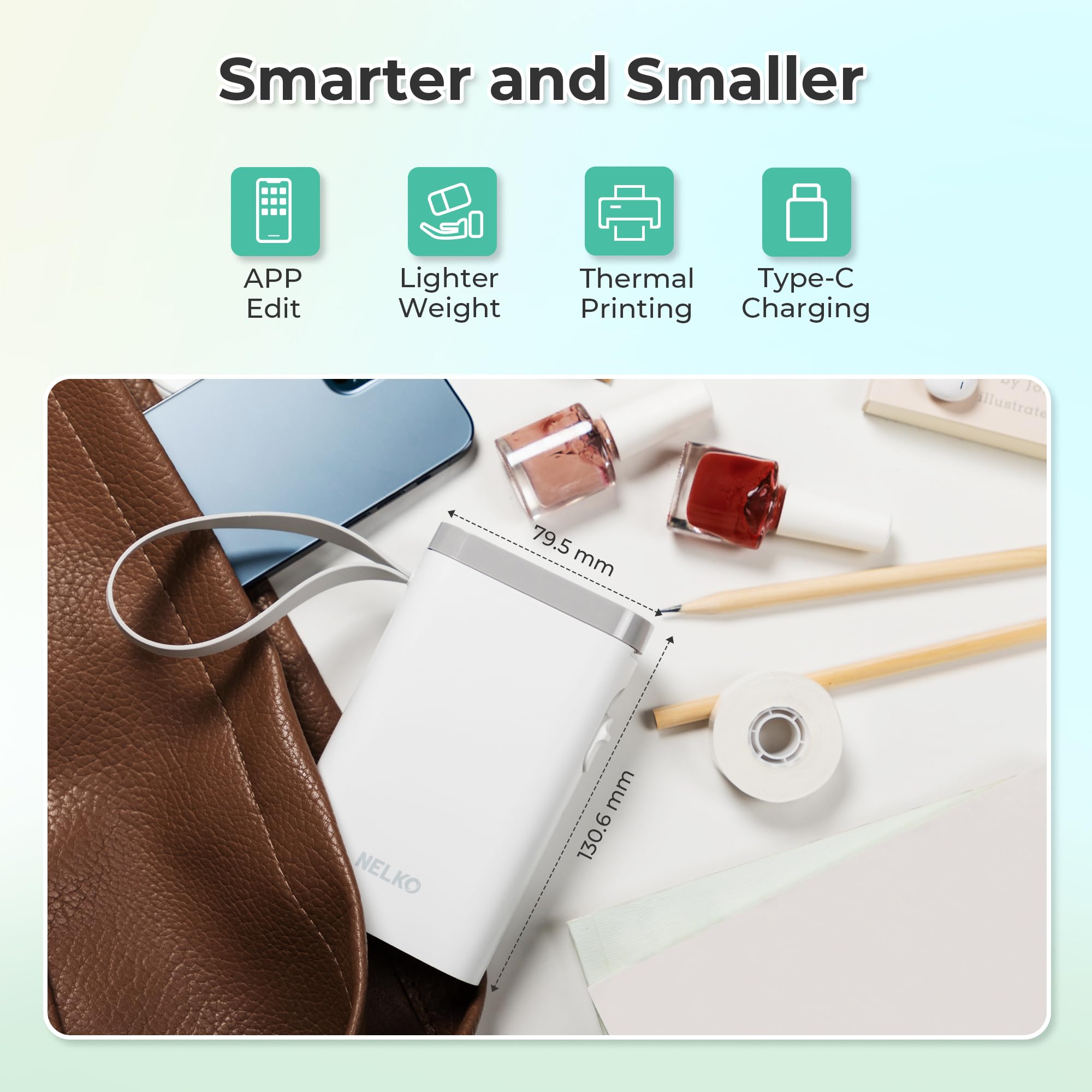 Nelko Label Maker Machine with Tape, P21 Bluetooth Label Printer, Wireless Mini Label Makers with Multiple Templates for School Office Home, White