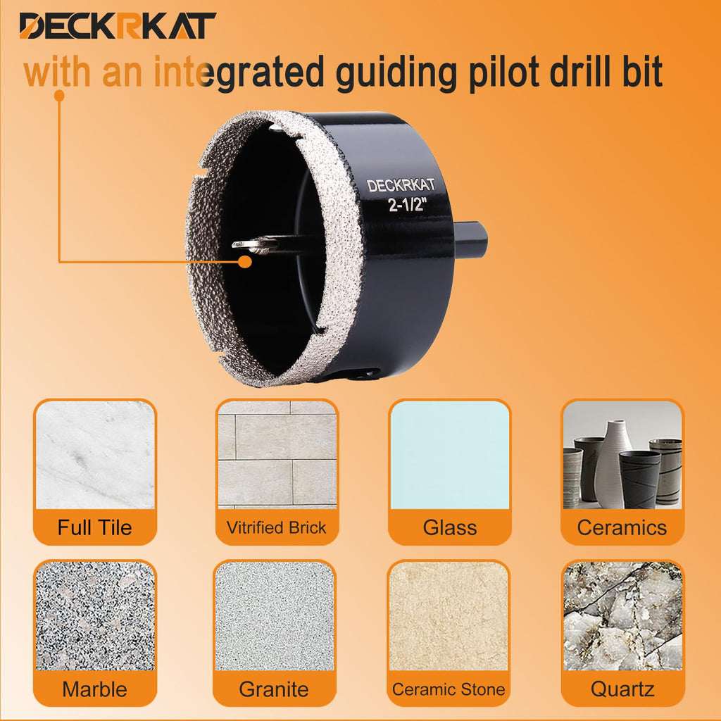 1 Inch Diamond Hole-Saw Bits with Pilot Drill Bit - 2pc 1" Diamond Tipped Tile Hole Saws with Guiding Bit Accurate Drilling for Porcelain Tile Ceramic Pottery Granite Stone Glass Bottles 25mm