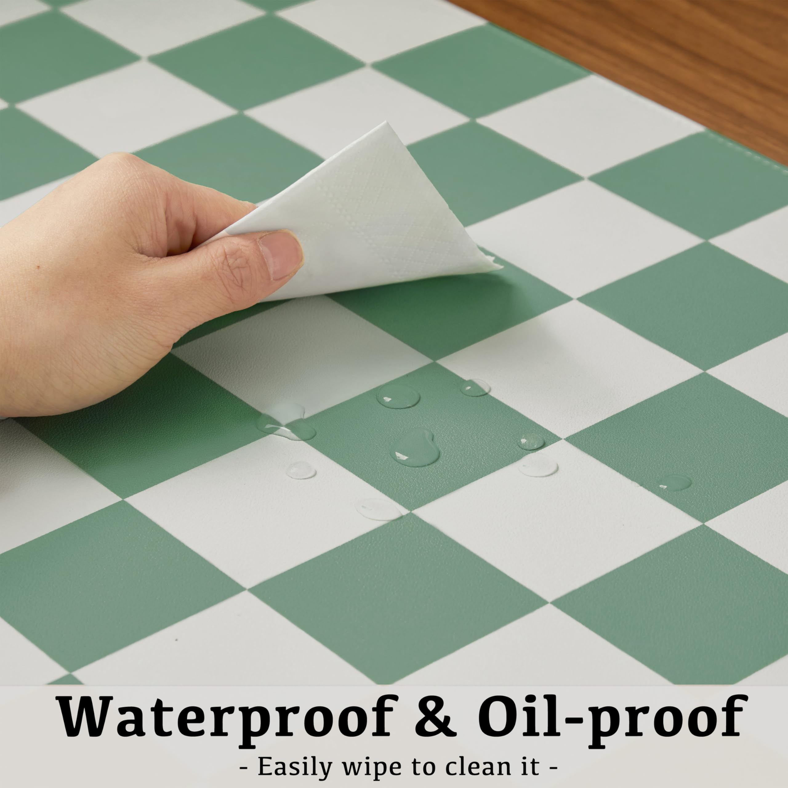Ohocut Checkered Desk Mat, Large Cute Aesthetic Retro PU Leather Computer Laptop Desk Mat, Non-Slip Waterproof Mouse Keyboard Pad, Desk Writing Mat for Work/Home (Beige, 23.6" x 13.7")