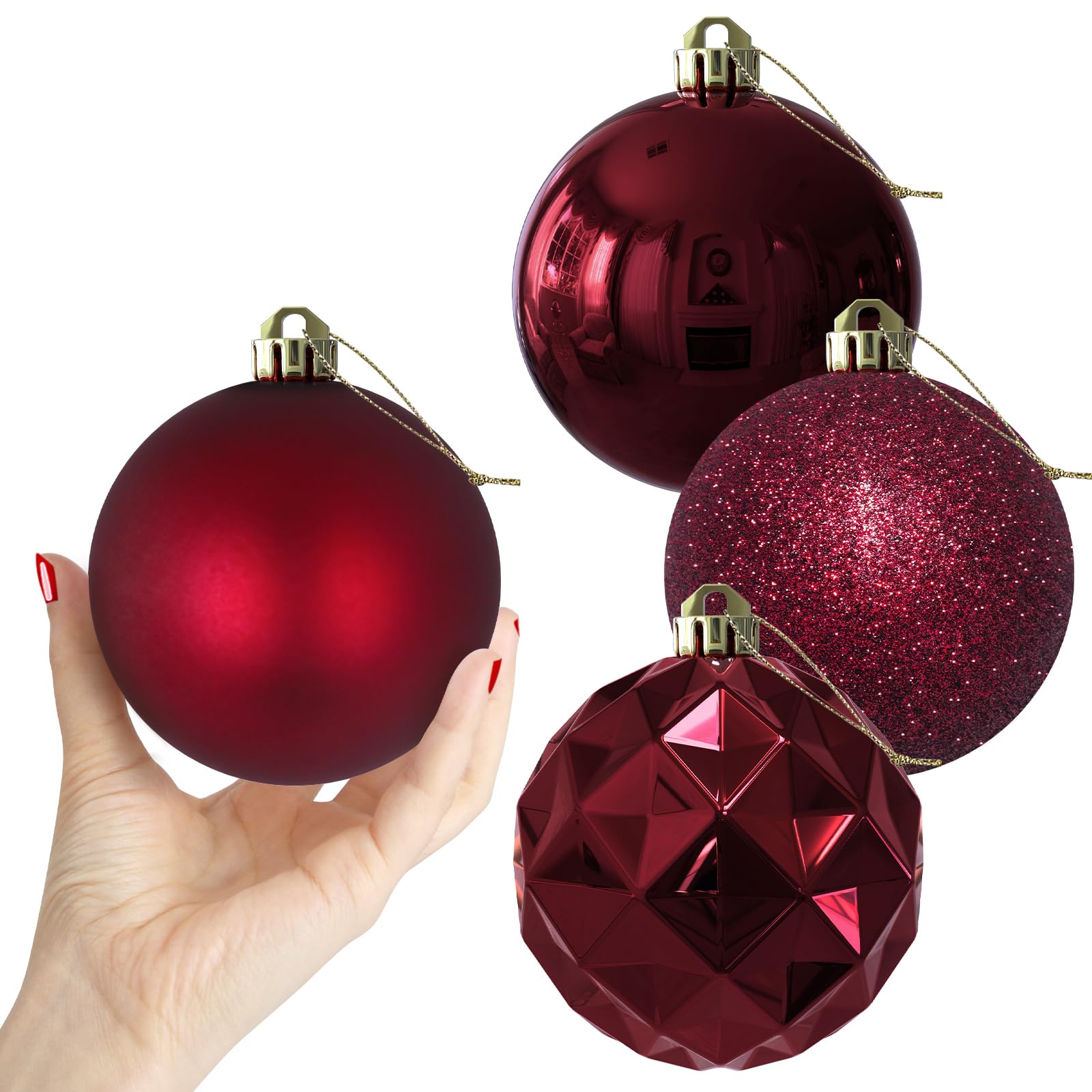 Bubblegun Pink 1.6" Small Christmas Balls Christmas Tree Decoration Ornaments Shatterproof Hanging Balls for Birthday Halloween Holiday Wedding Decorations Set of 12pcs